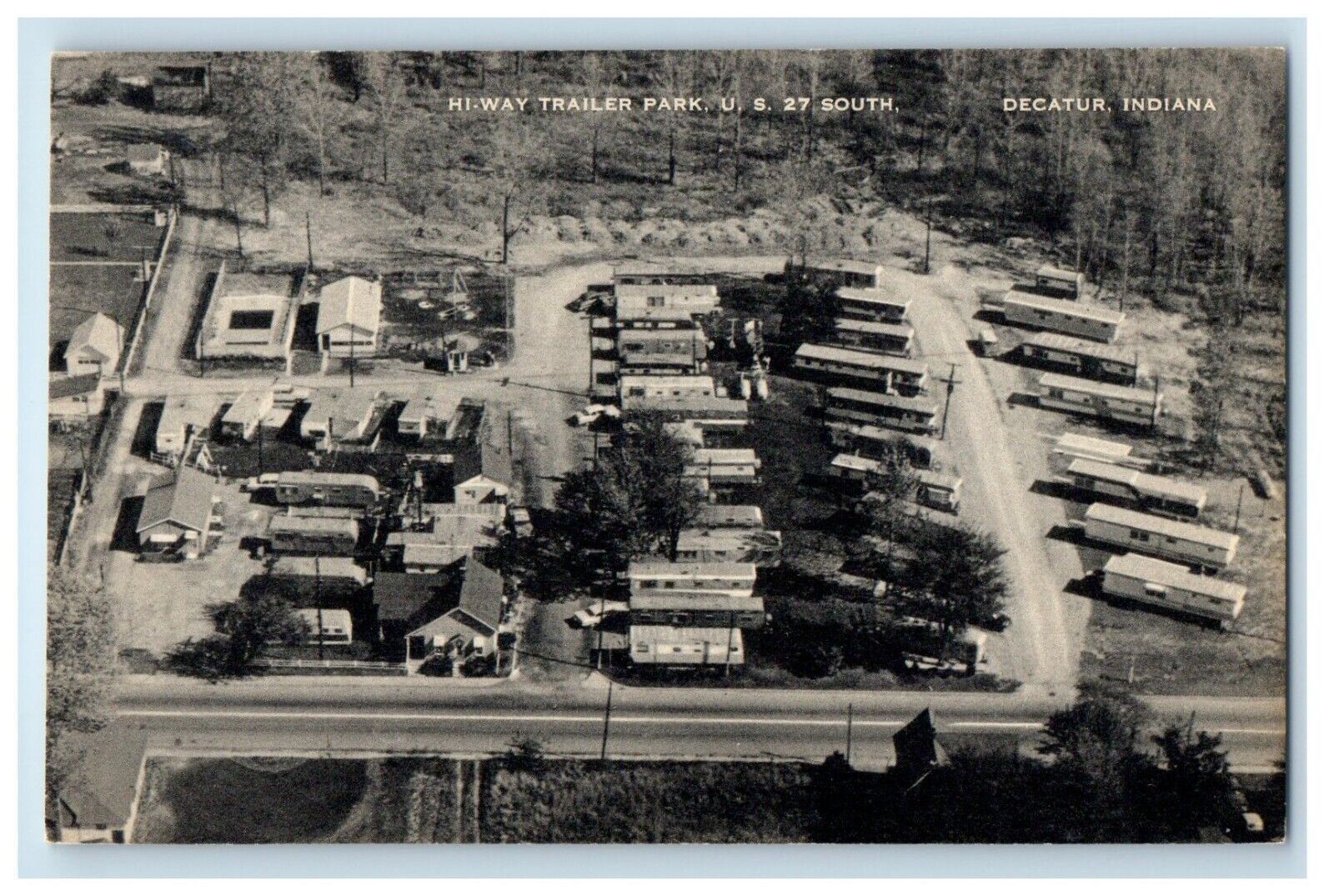 c1930's Hi-Way Trailer Park U.S. 27 South Decatur Indiana IN Vintage Postcard