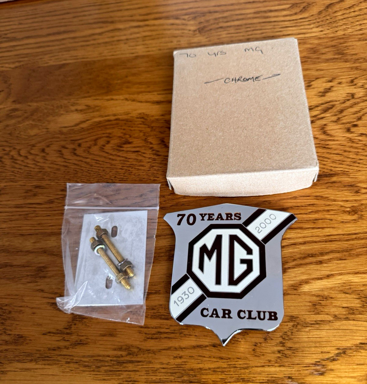MG Car Club 70 Years 1930–2000 Chrome Badge/Emblem Badges & Mascots