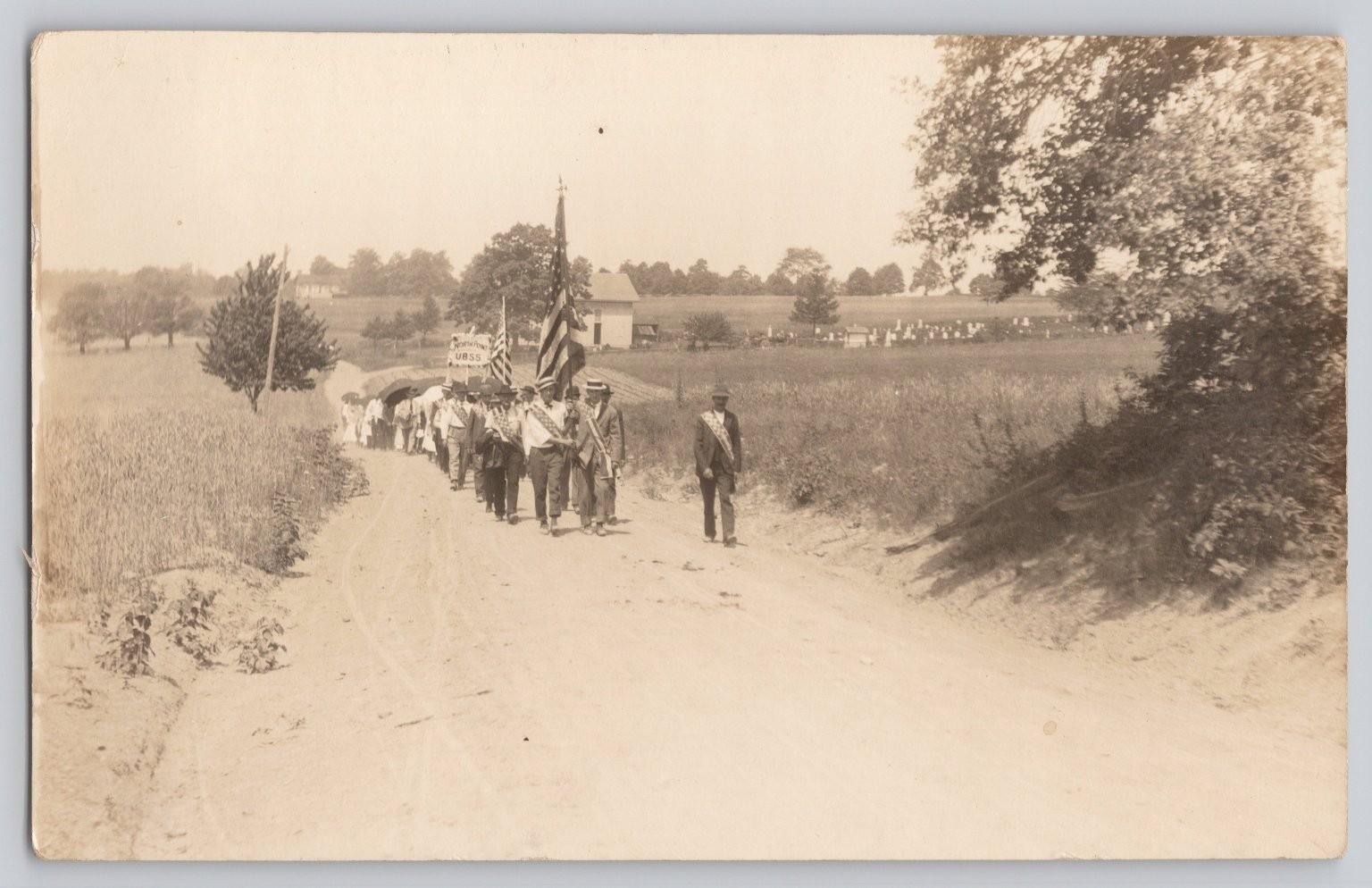 RPPC North Point UBSS Patriotic Parade Postcard c1914 Baltimore MD Flag March