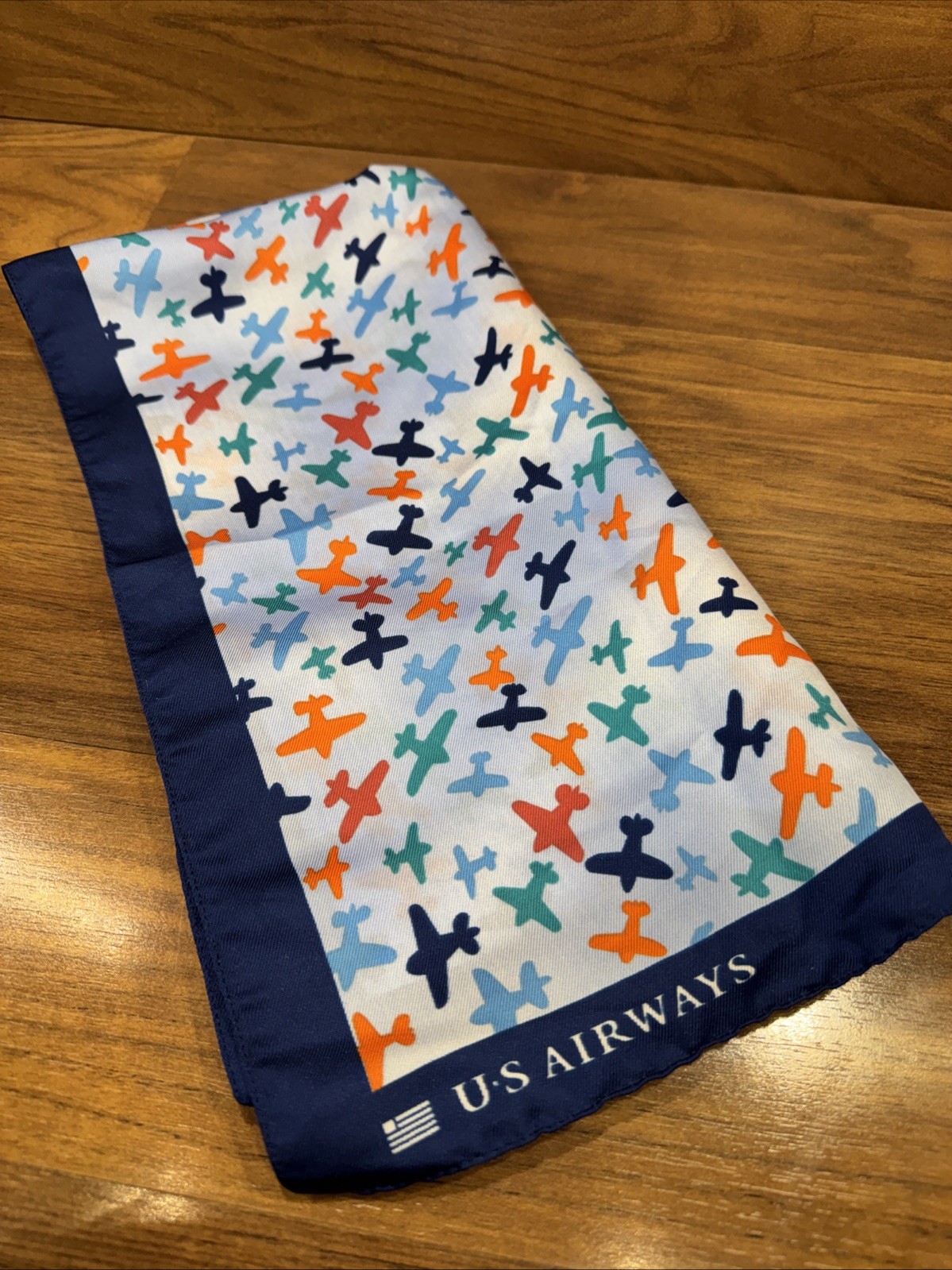 U.S. Airways Stan Herman Colorful Airplanes Themed Stewardess Scarf U.S. Airways Stan Herman Colorful Airplanes Themed Stewardess Scarf