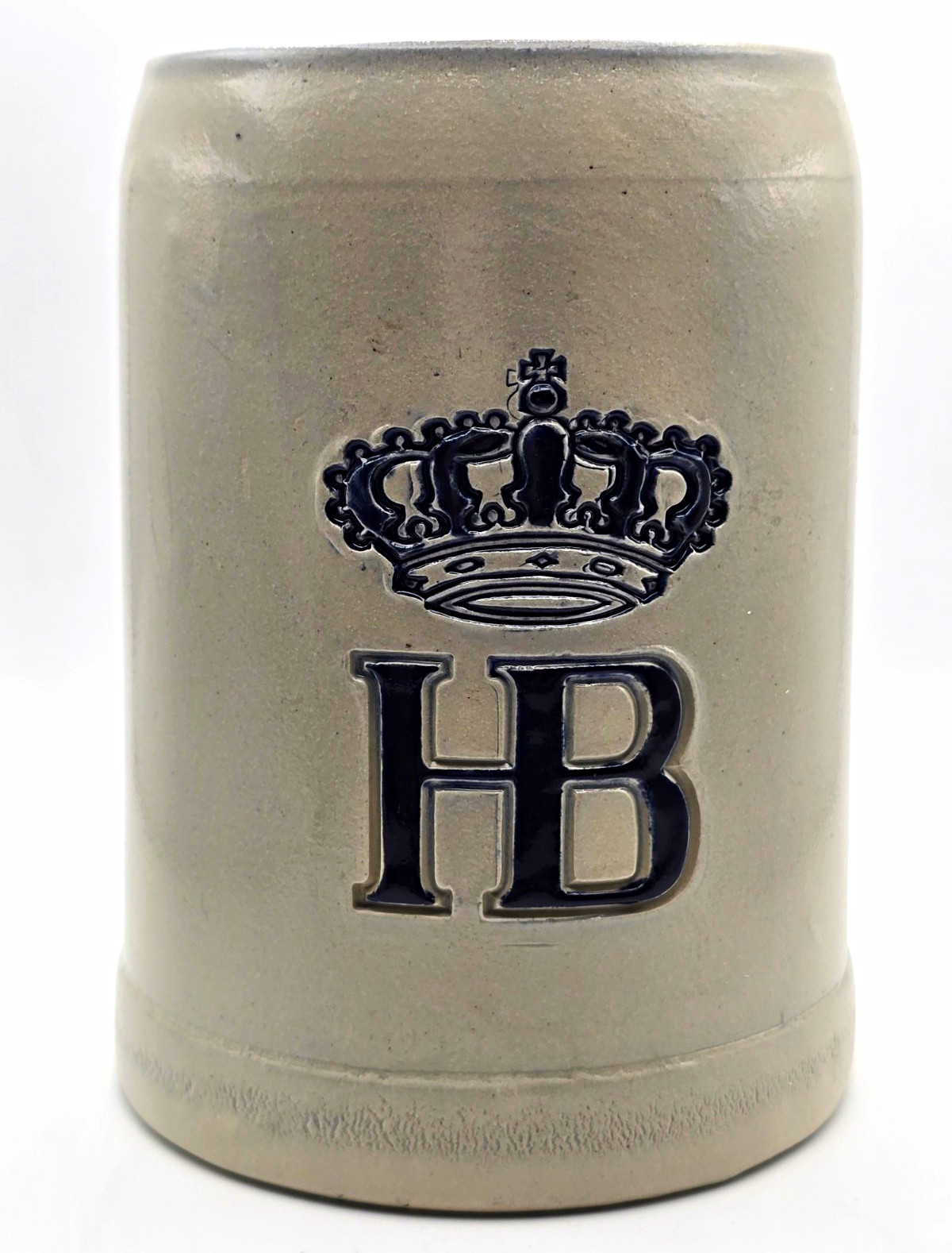 HB Crown 0.5L Beer Stein Gray Stoneware Mug West Germany Breweriana