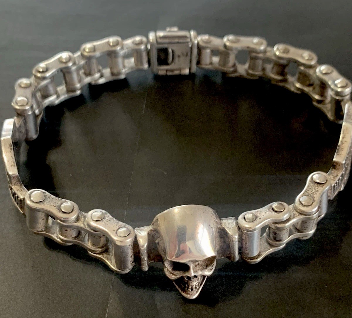 Harley-Davidson Sterling Silver Men’s Bracelet 9” – 77.7g .925 Heavy Biker Chain
