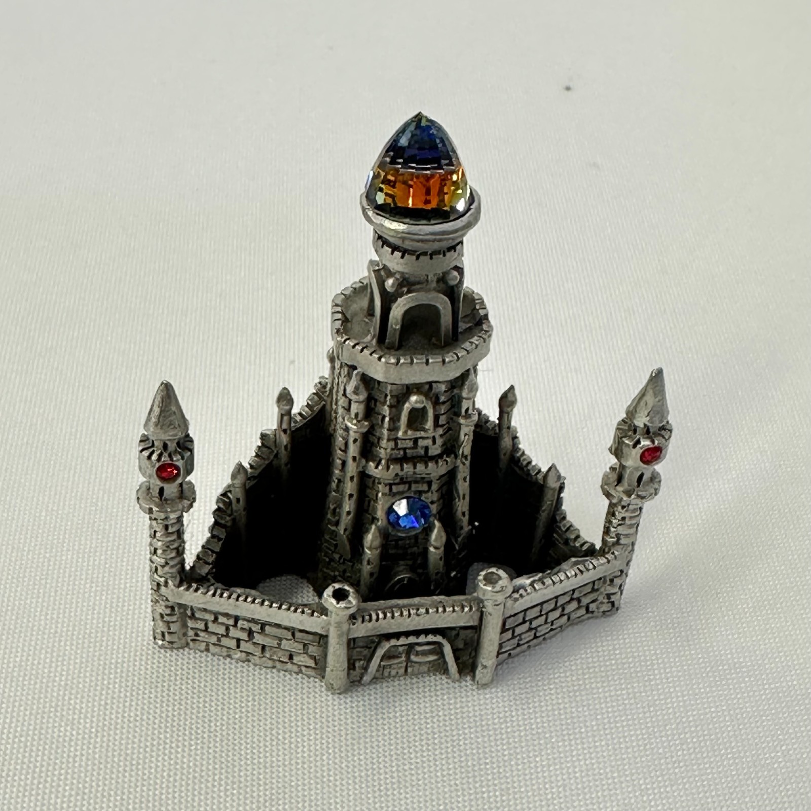 Comstock Pewter Castle Figurine Crystal Rhinestones Fantasy Miniature 4384
