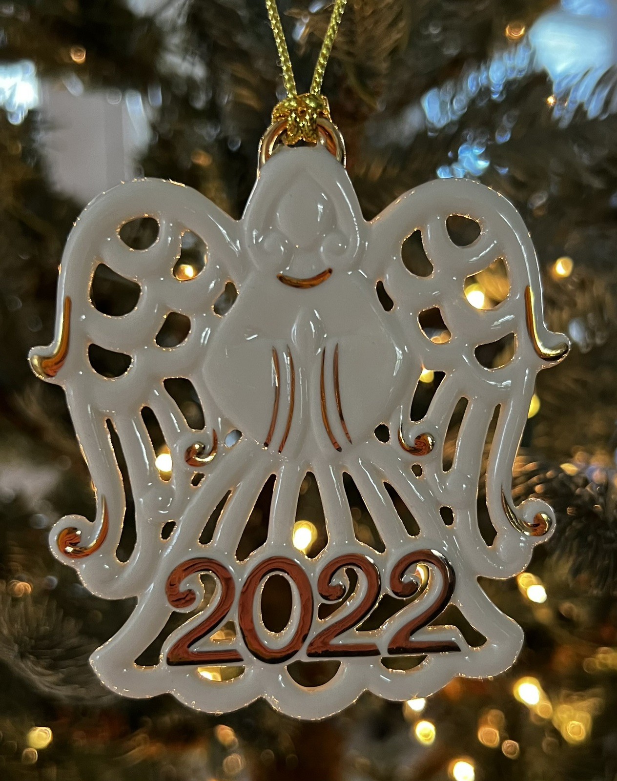 Lenox Pierced Christmas Angel Porcelain 2022 Ornament.