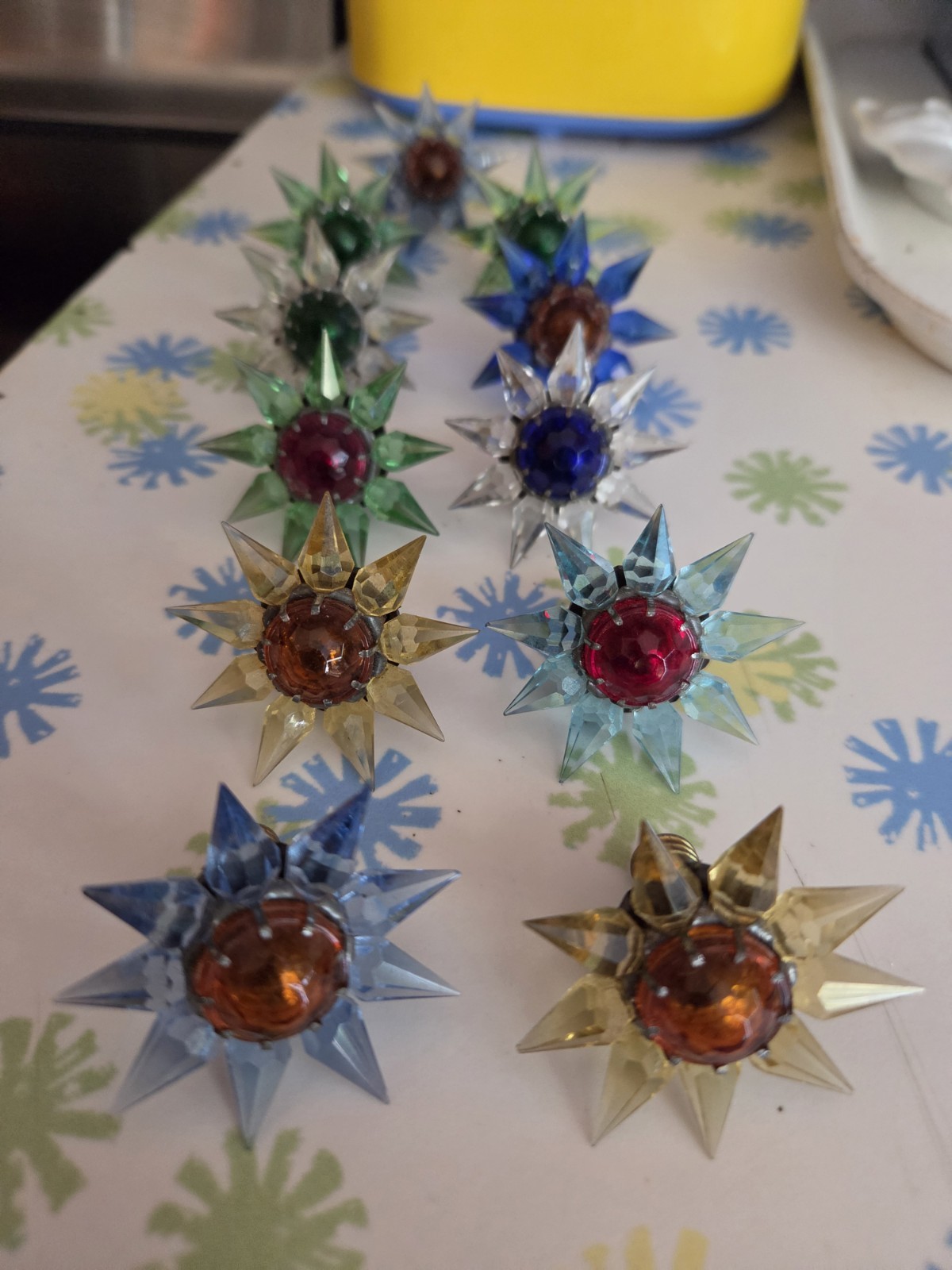 Vtg 1930's Wonder Star Christmas Lights Lot of 11 C6 WORKING Czech Glass
