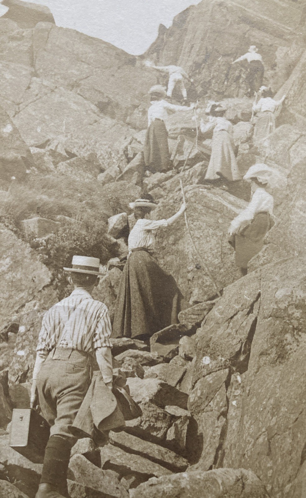 1907 Women In Dresses Climbing Mount Monodnock The Last Arrow New Hampshire RPPC