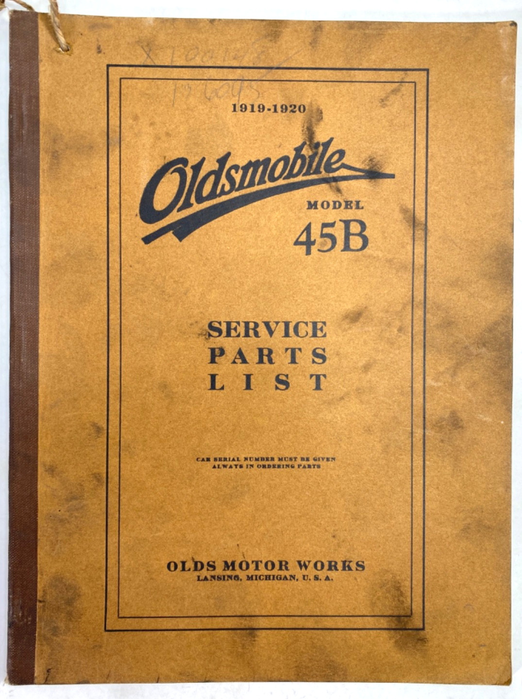 1919-20 OLDSMOBILE MODEL 45B AUTOMOBILE vintage car parts list OLDS MOTOR WORKS