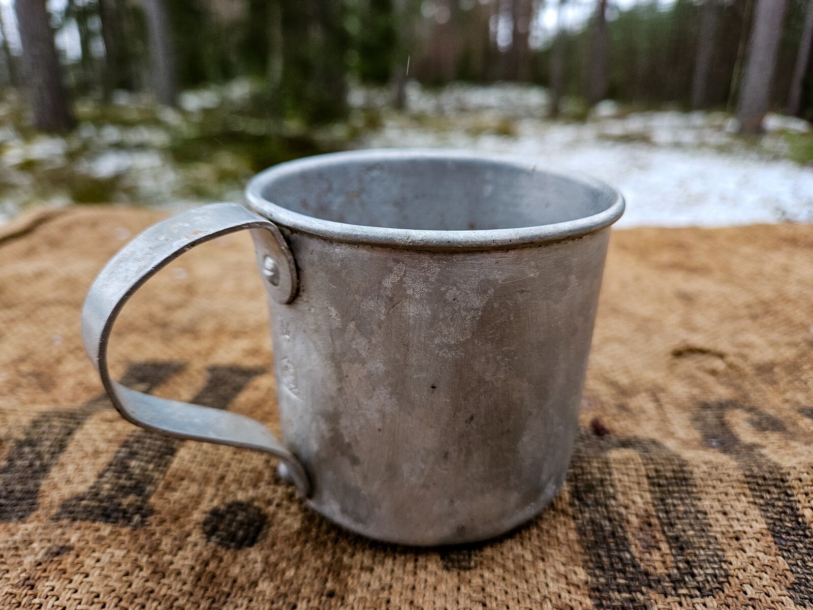 EARLY POSTWAR ORIGINAL SOVIET ALUMINIUM MUG RELIC from KURLAND