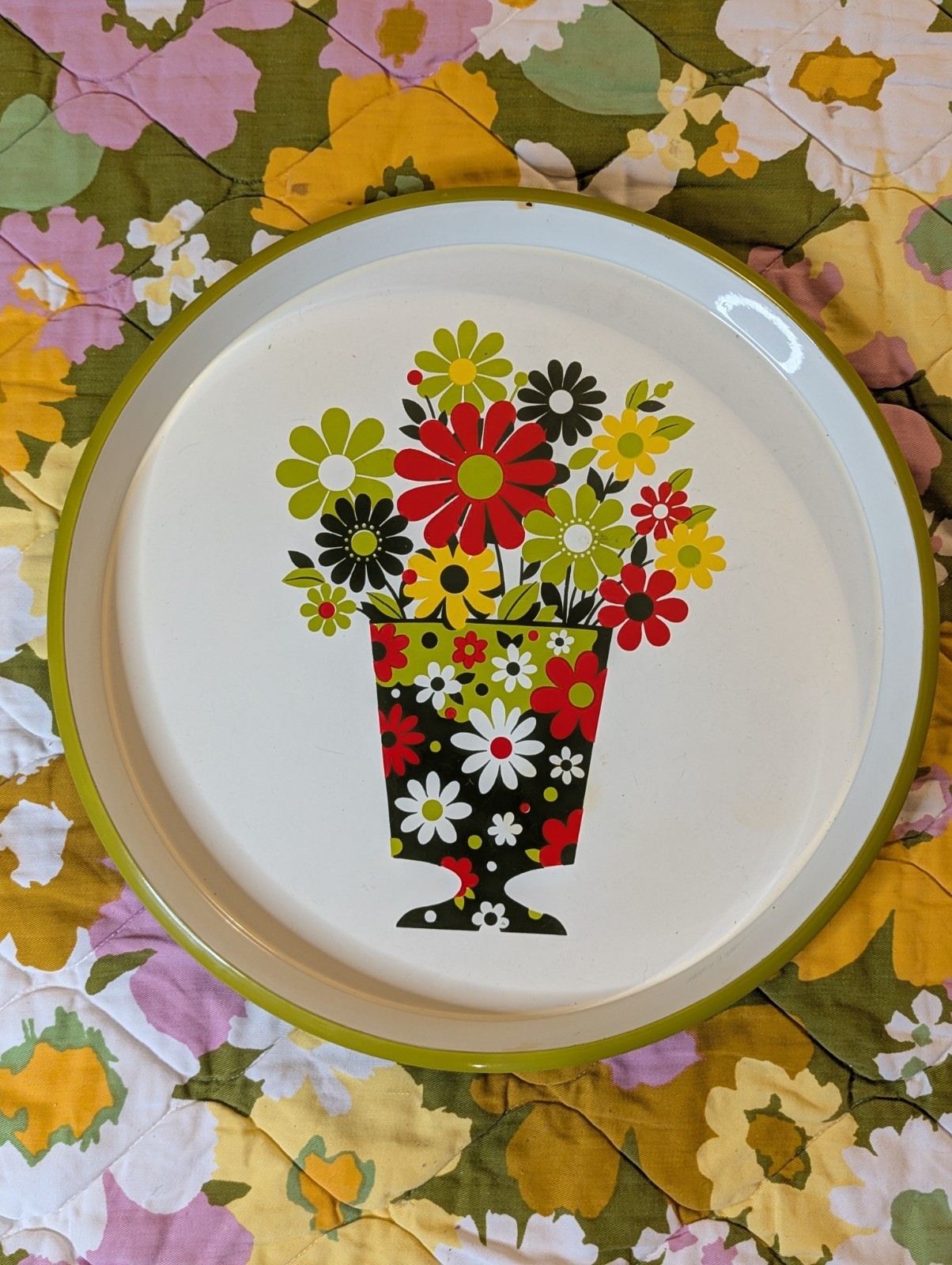 Vintage Flower Power Melamine Tray 1970s 70s VTG Groovy Retro MCM 60s Mod Decor