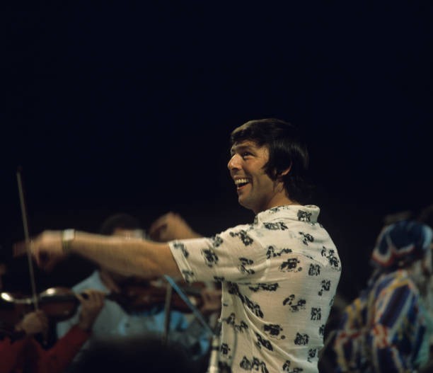 Les Reed conducting on stage circa late 1960s Historic 1960s Old Photo