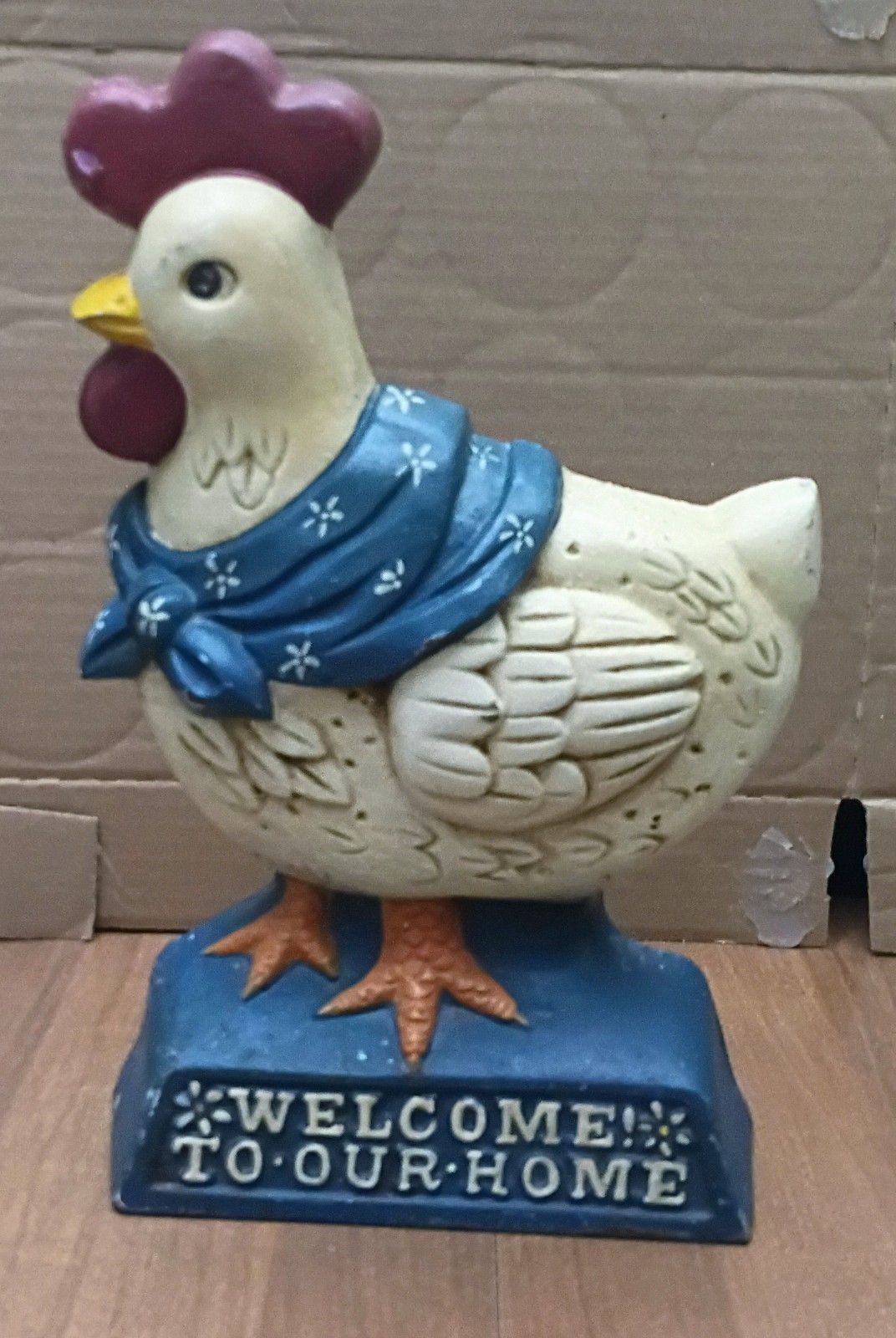Vintage Cast Iron Rooster Chicken Door Stop 13\