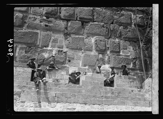Photo:Palestine 1936 Arab Revolt Soldiers Behind Wall Jerusalem