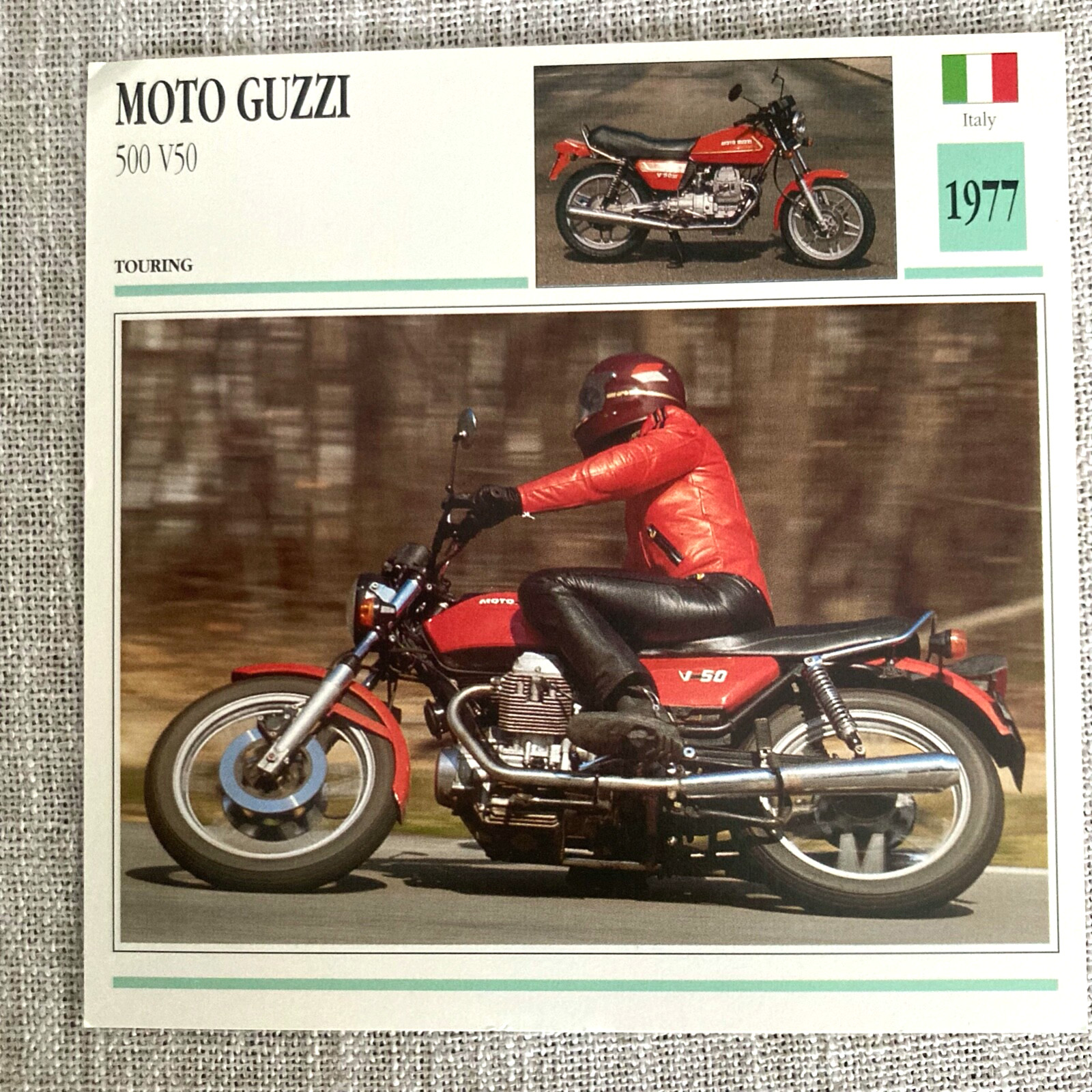 Moto Guzzi Touring 1977 Italy Edito Service Atlas Motorcycle Card