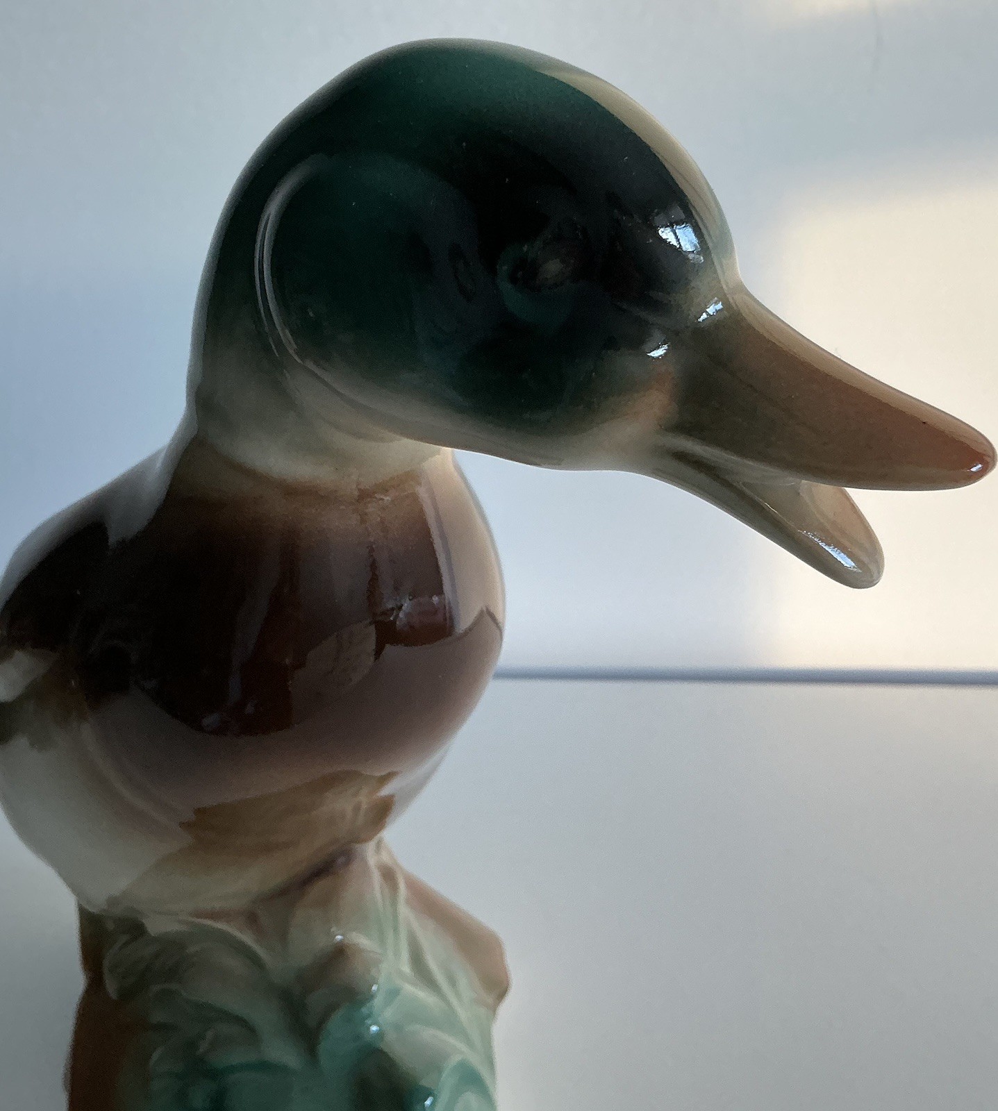 Vintage Mallard Duck Planter Vase Ceramic Bird Figurine Unmarked Japan Style