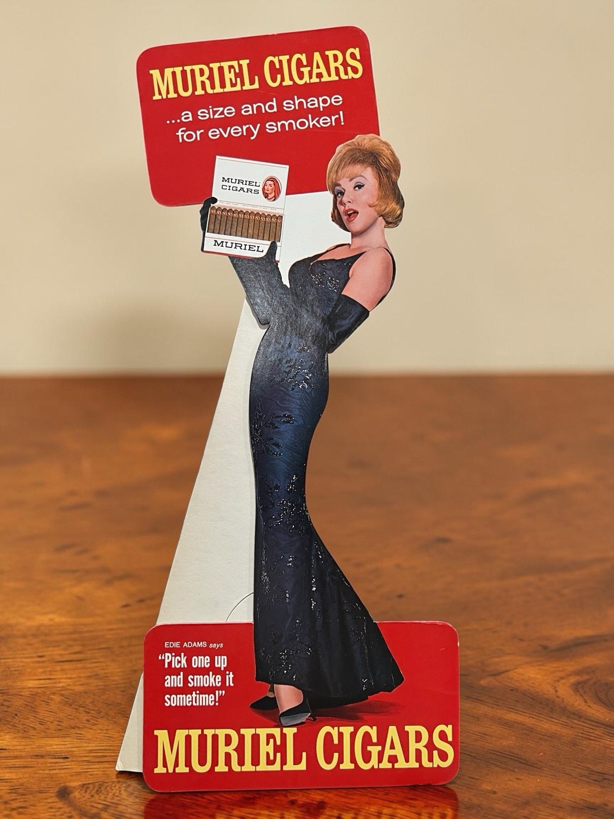 Vintage 1960s Muriel Cigars 20” Counter Standee Edie Adams Sign UNUSED NOS 