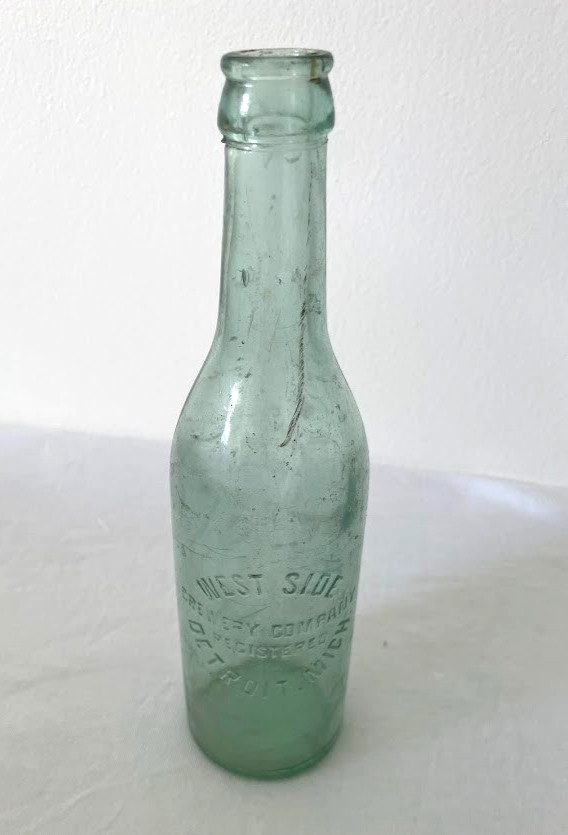 OLD West Side Brewery Green GLASS Beer Bottle Detroit MICHIGAN No Chips 9 3/4\