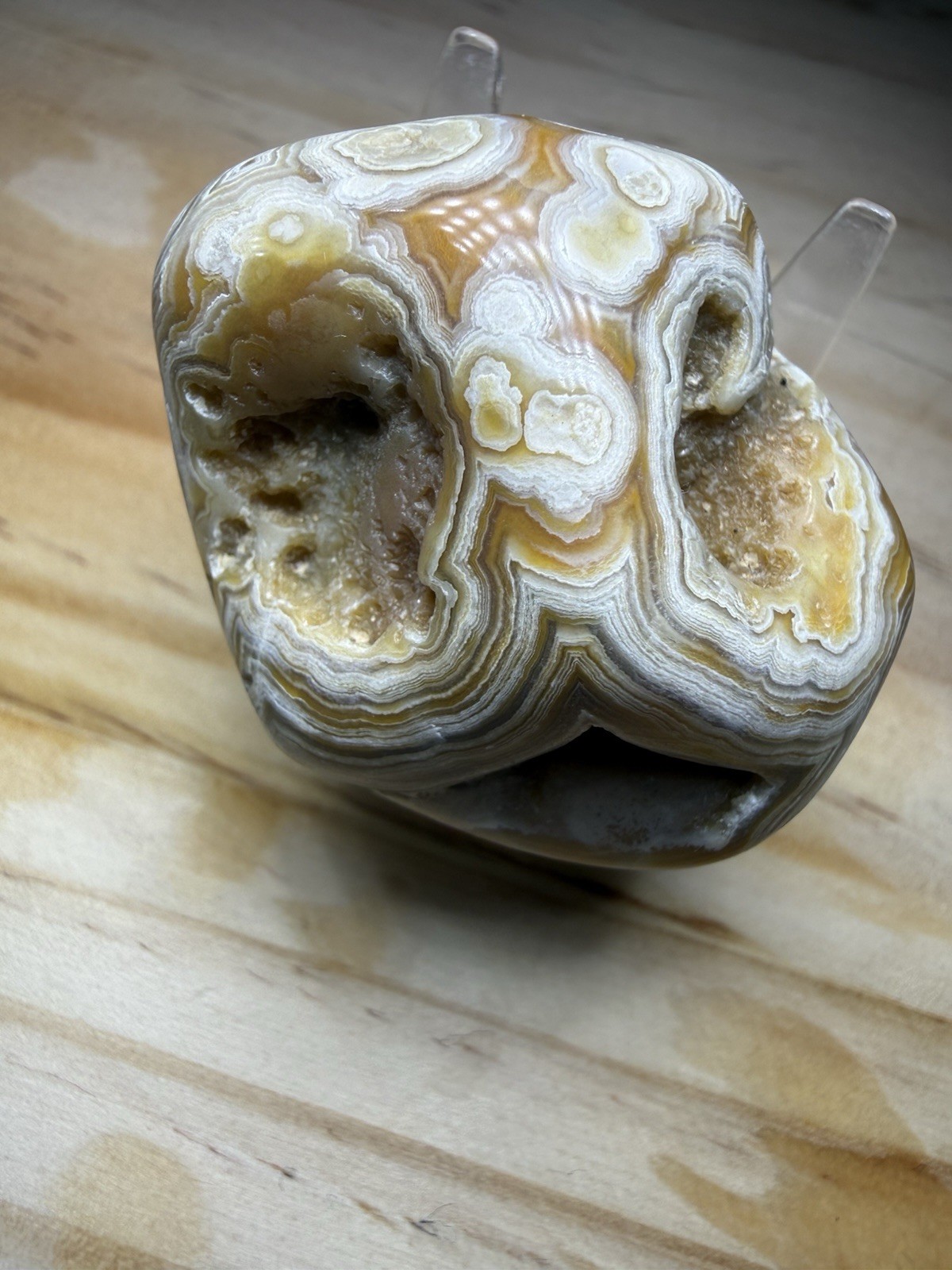 Polished Crowley’s Ridge Agate  – Orange Eye Patterns, Banding/Natural Vugs
