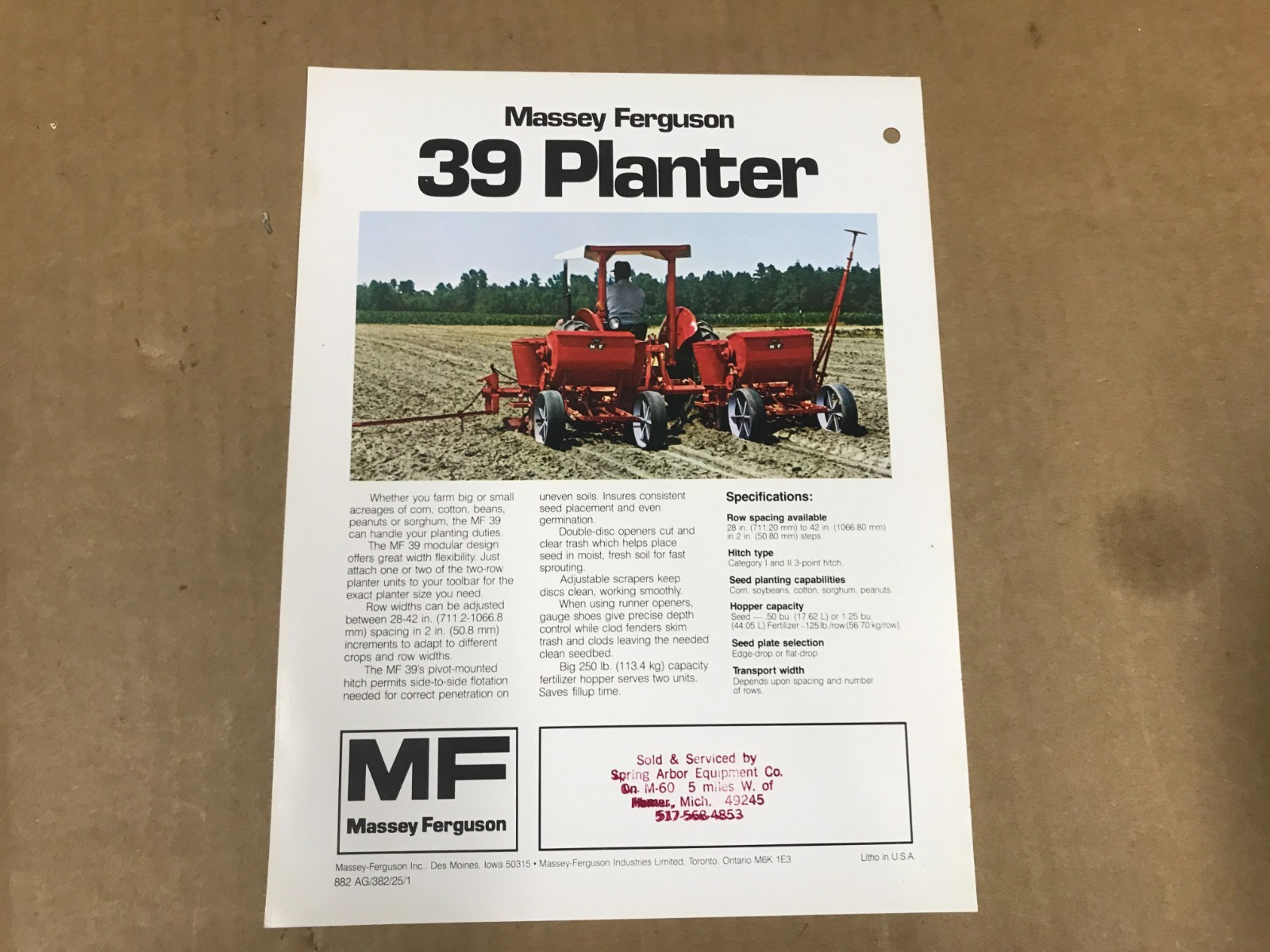 Vintage Massey-Ferguson 37/39 Series Planter Salesman Flyer Vintage Massey-Ferguson 37/39 Series Planter Salesman Flyer