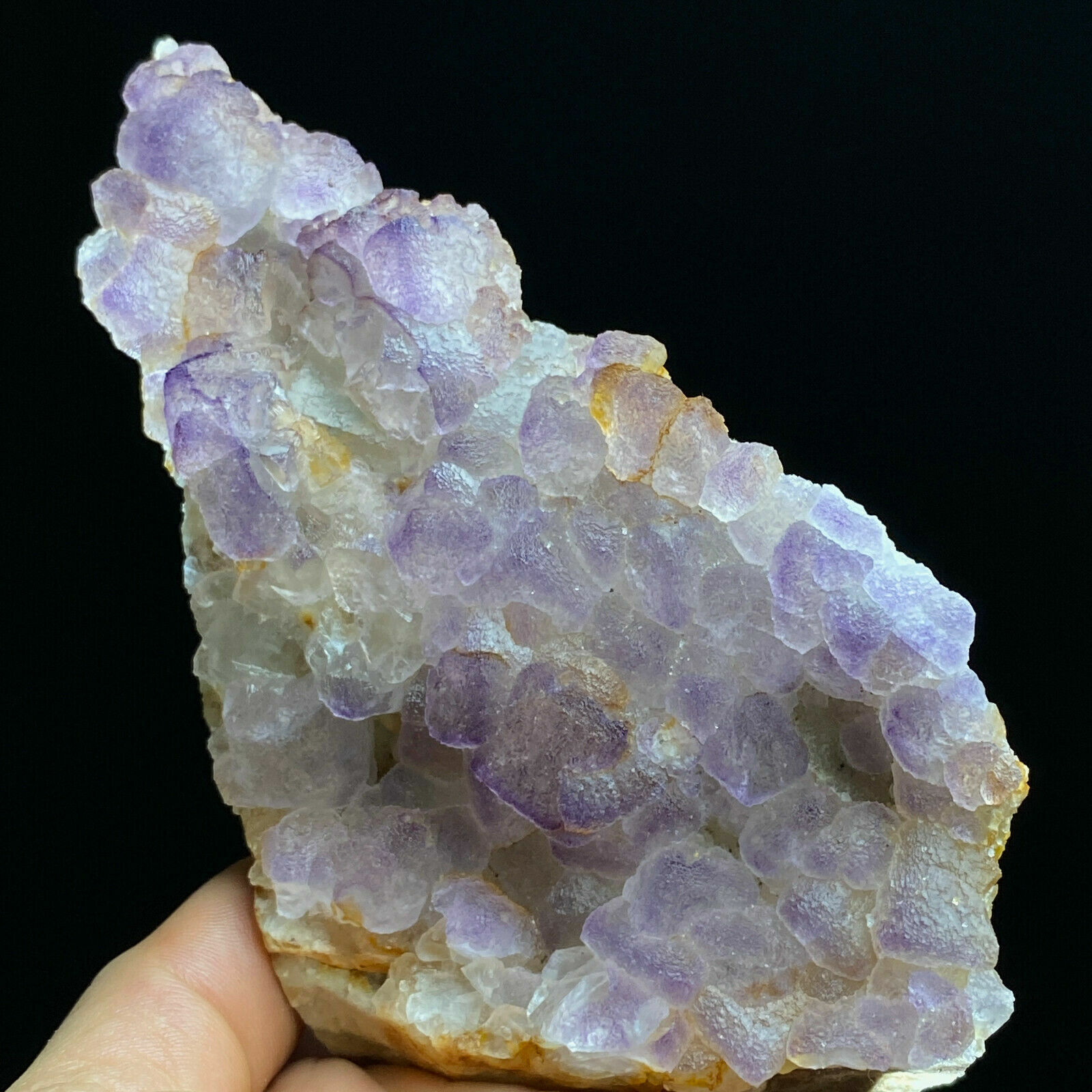 373g Translucent Purple Cube Fluorite & White Quartz Mineral Specimen