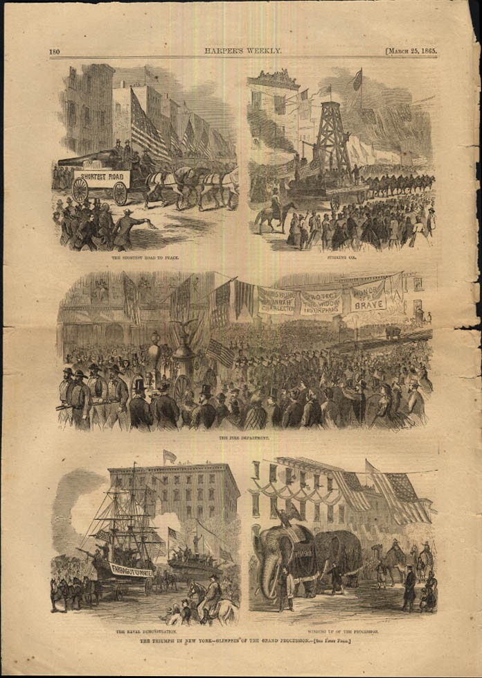 HARPER\'S WEEKLY page 3/25 1865 Grand Victory Procession in New York City