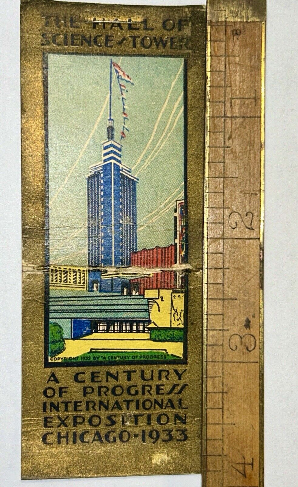 Rare Chicago Century of Progress Hall of Science Tower Matchbook 1933 Expo ILL 