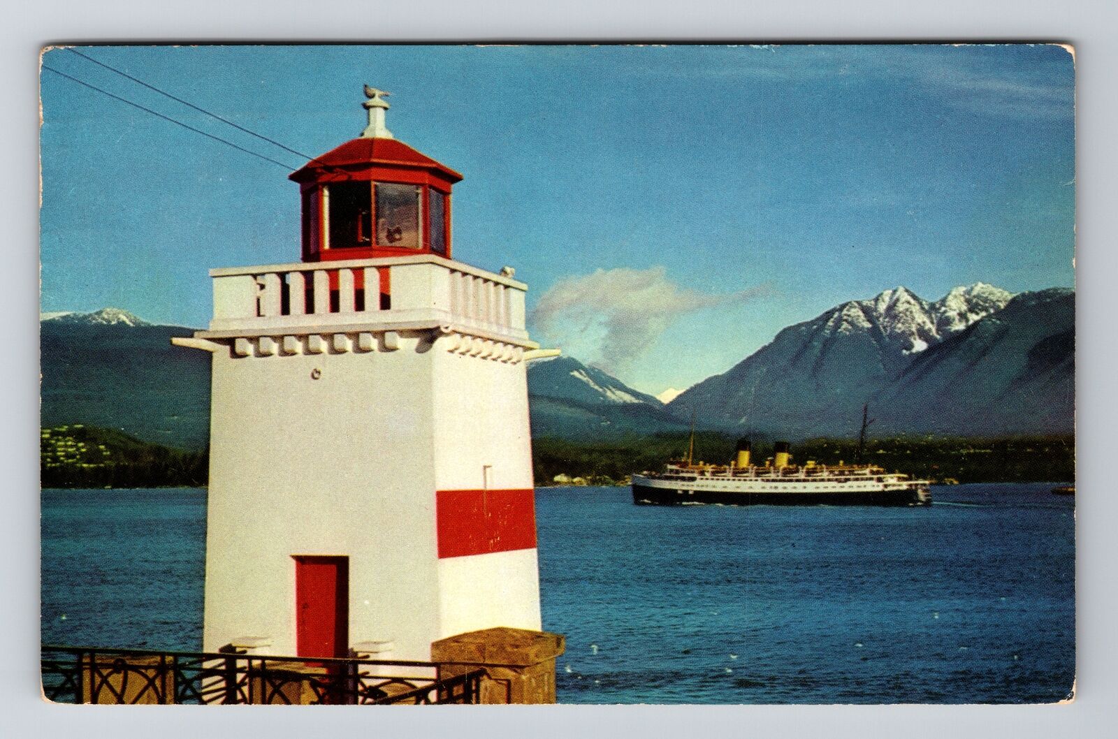 Vancouver BC-British Columbia Lighthouse at Brockton Point 1958 Old Postcard