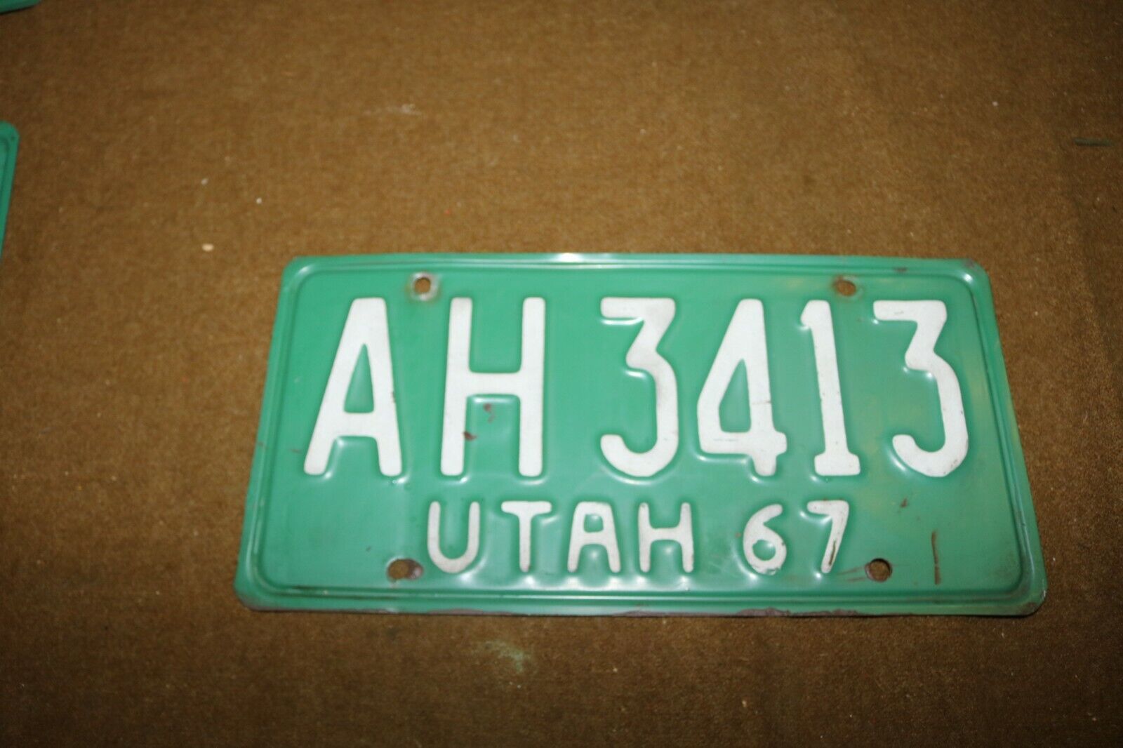 really nice original 1967 Utah license plate AH 3413