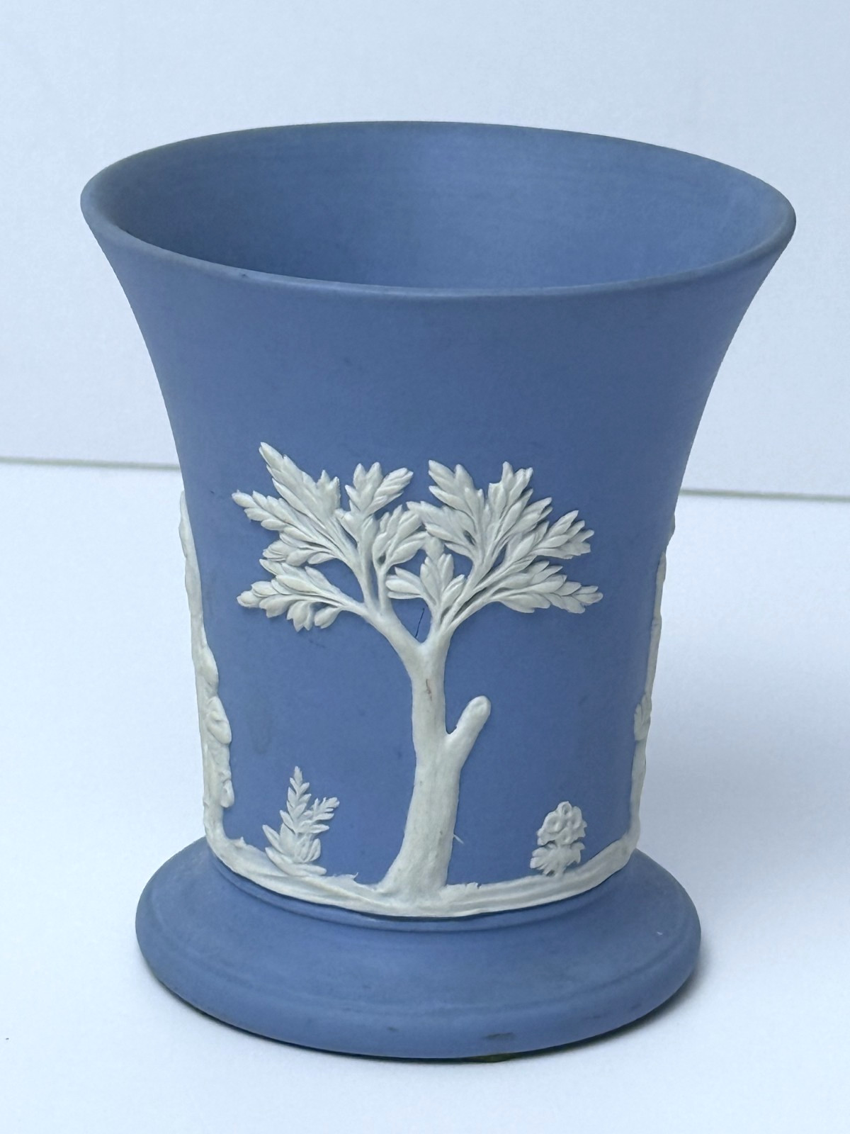 Vintage Wedgwood Jasperware Trumpet Vase Blue 3.75\ Vintage Wedgwood Jasperware Trumpet Vase Blue 3.75\