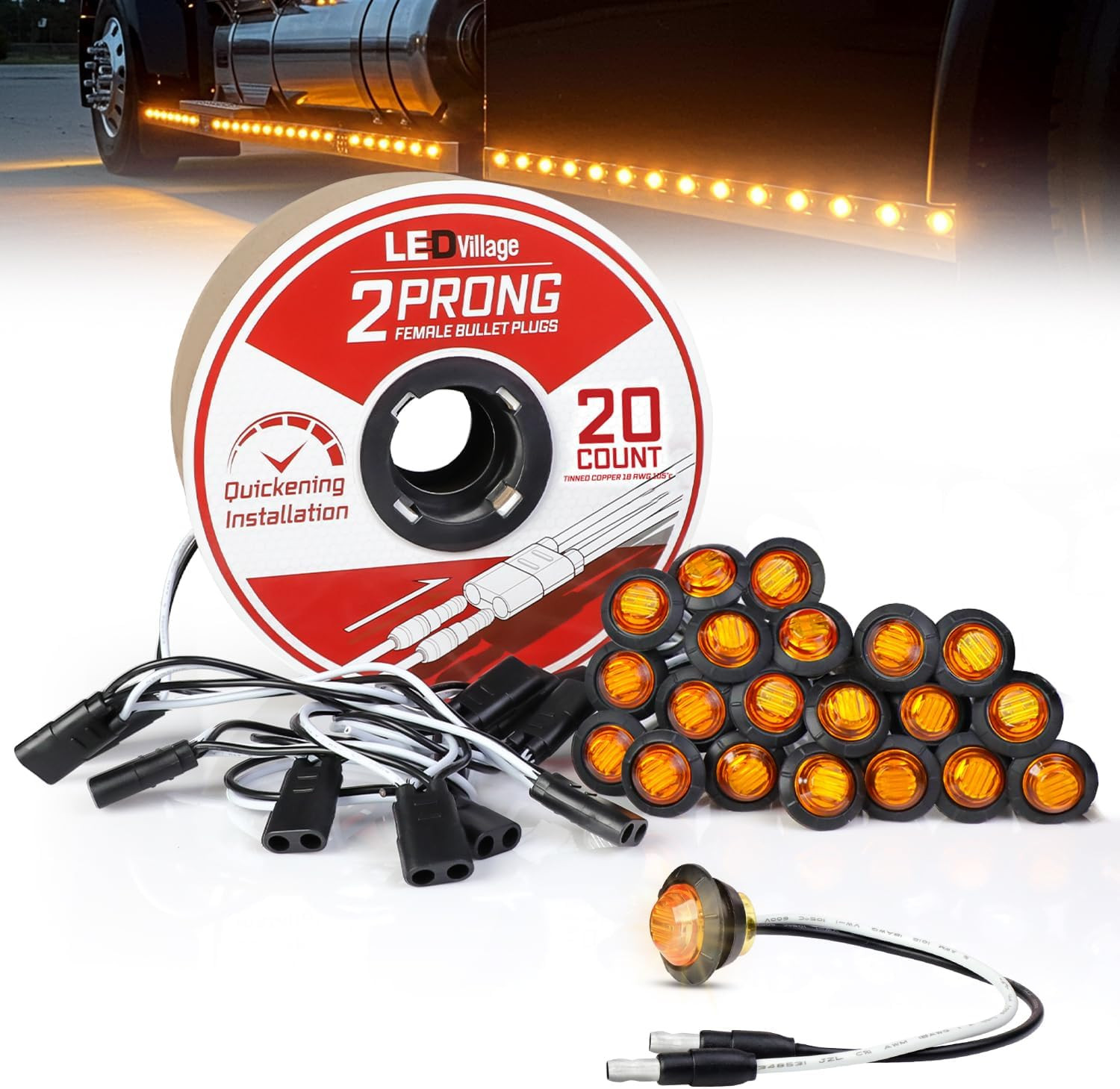 20 Amber LED Marker Lights 3/4\ 20 Amber LED Marker Lights 3/4\