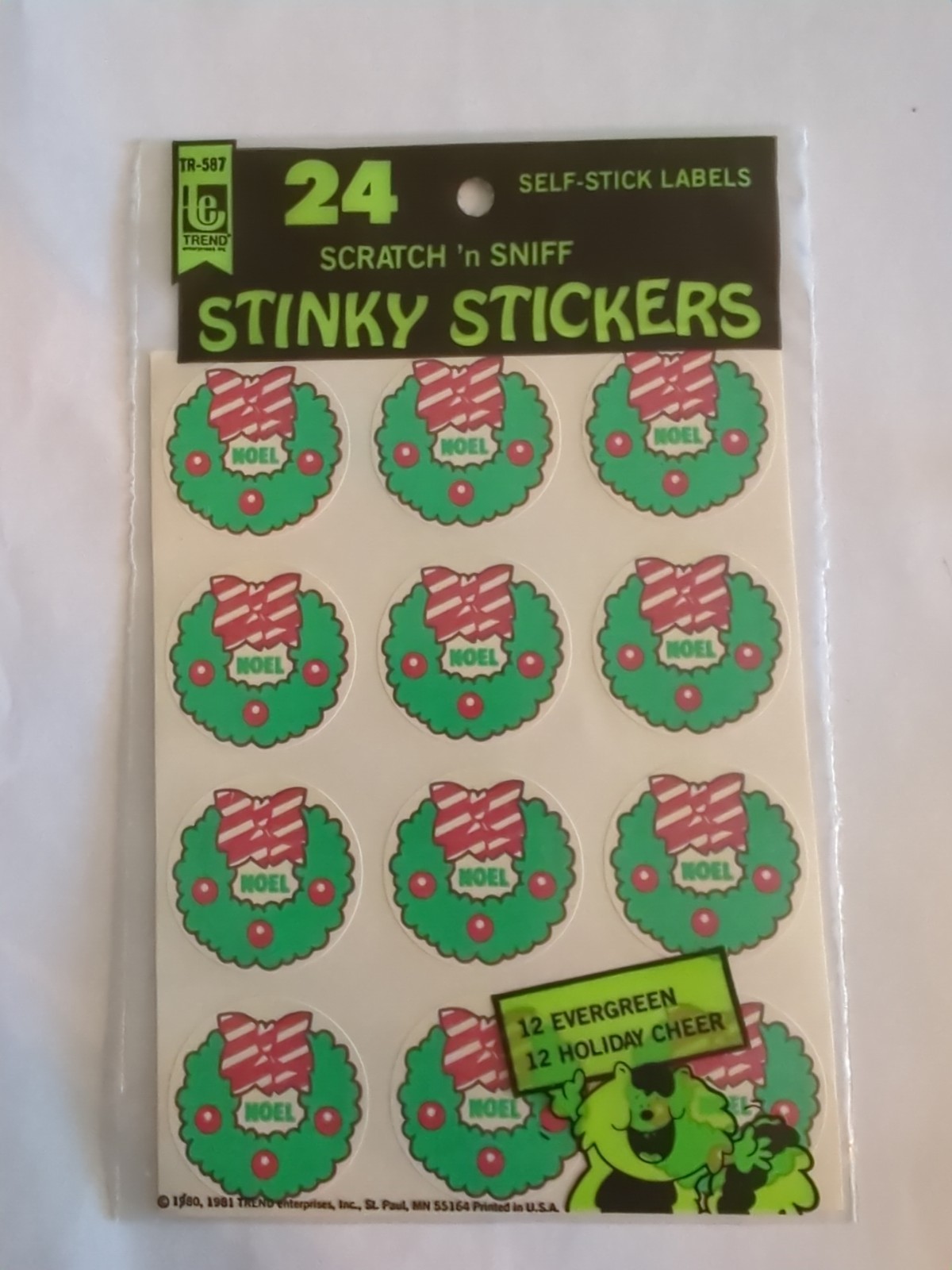 Vintage Trend Scratch And Sniff Stinky Stickers Evergreen Holiday Cheer 24 Pk