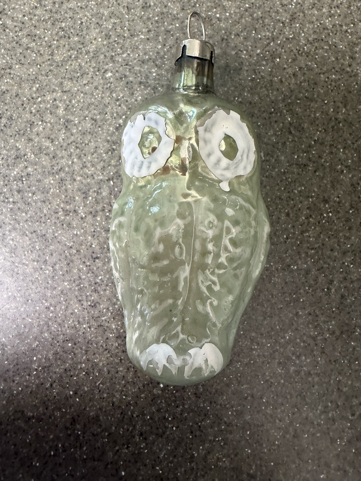 Antique Owl German Glass Green Christmas Ornament
