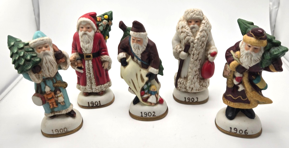 Vintage Lenox Memories of Santa Porcelain Figurines 1994 Lot of 5 Christmas Set