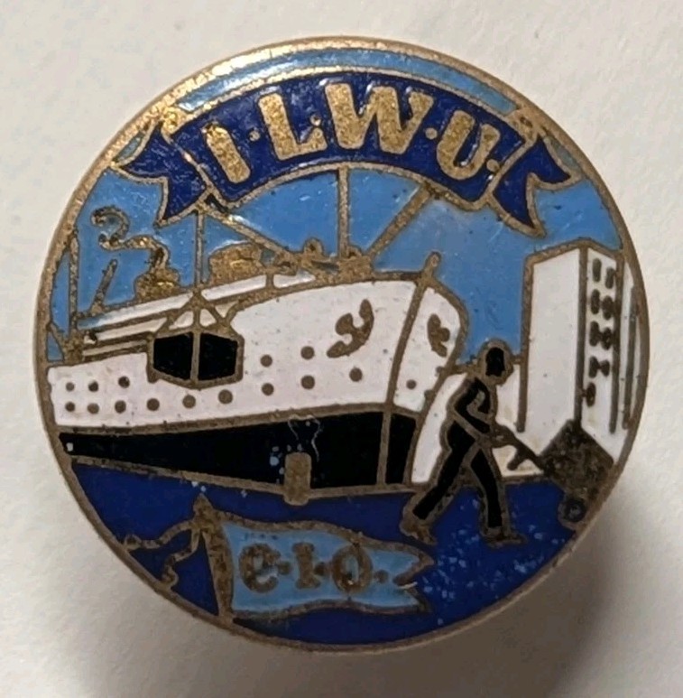 1930s ILWU Longshoreman\'s Union Enameled Pin Brunt - S.F. Maker - SB 1930s ILWU Longshoreman\'s Union Enameled Pin Brunt - S.F. Maker - SB