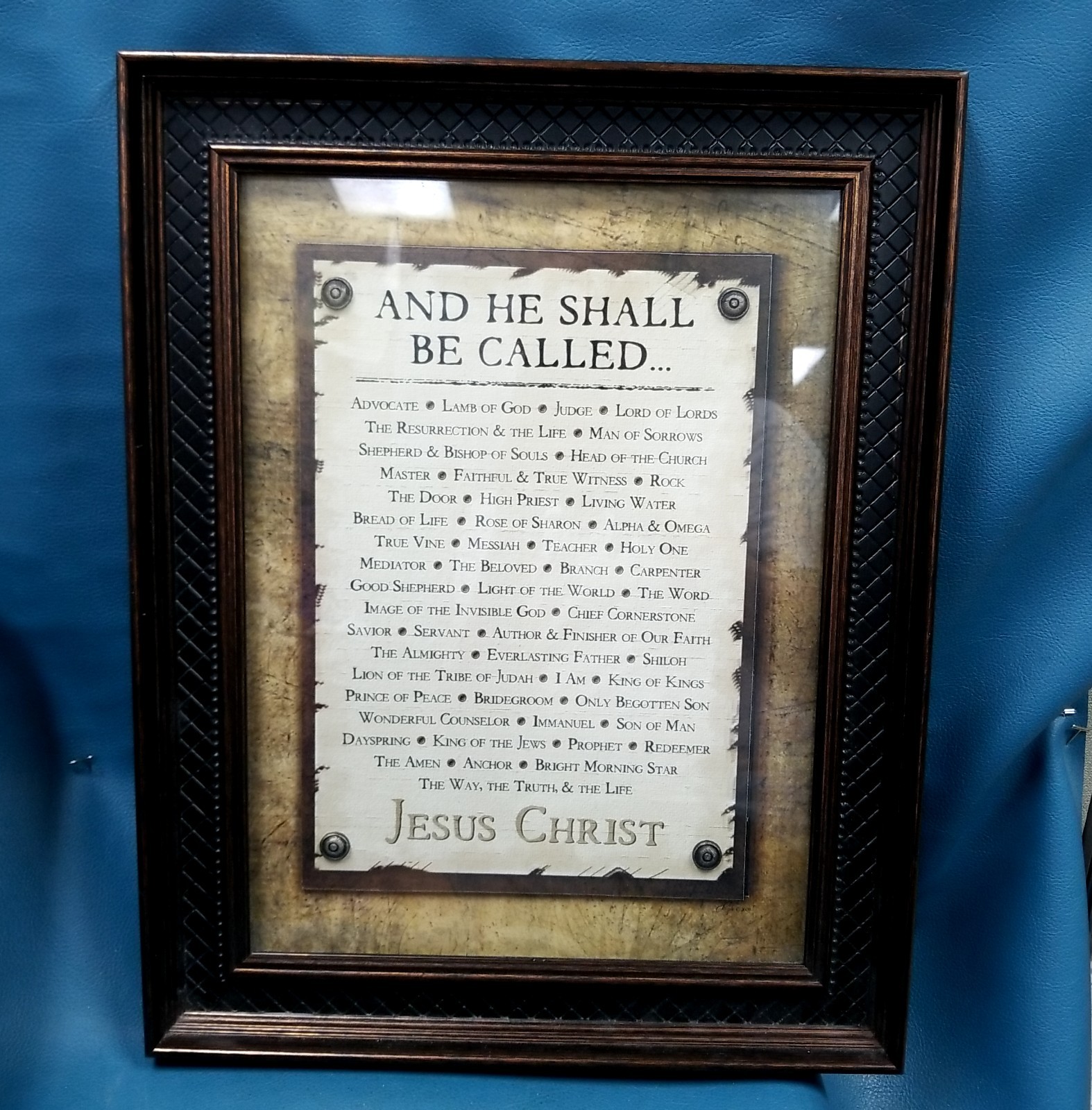 15x19 Wood Framed And He Shall Be Called Jesus Christ Devotional Print Hugh 2009