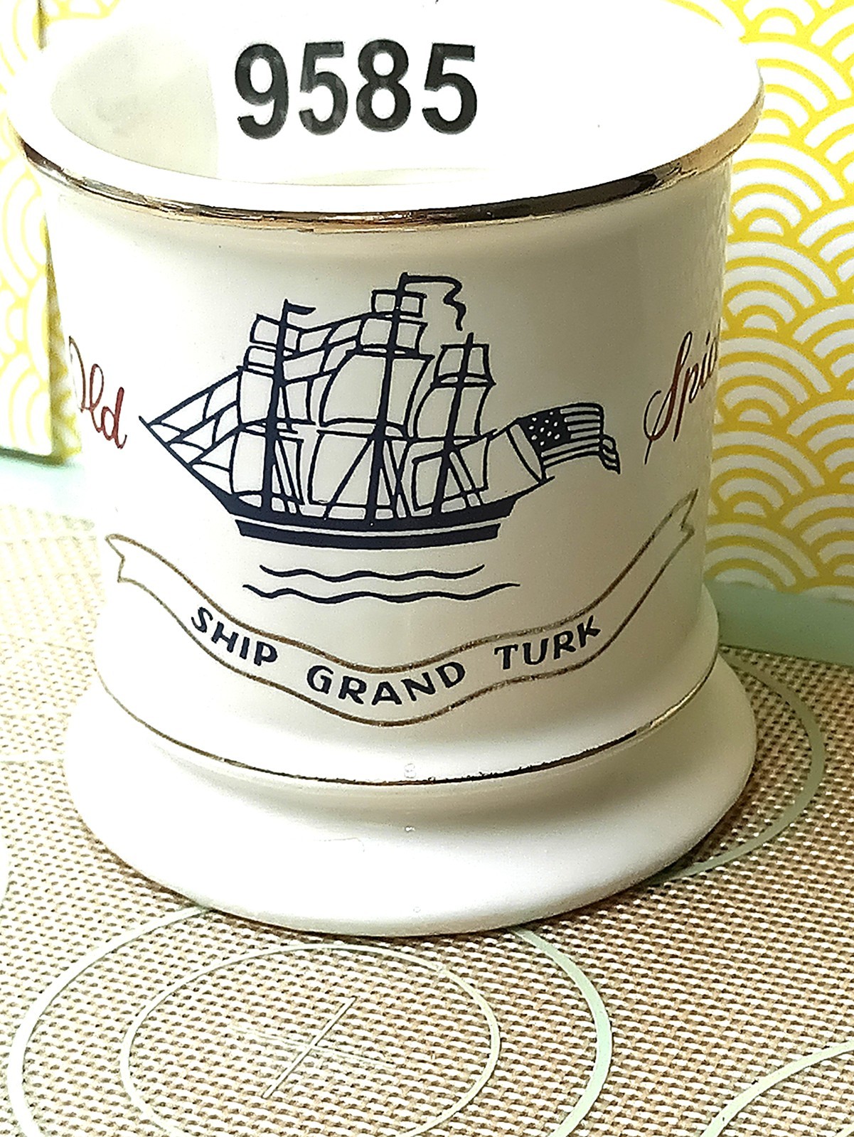 Vtg Old Spice Ship Grand Turk USA Barber Shaving Mug Rare McCoy Pottery #9585psh