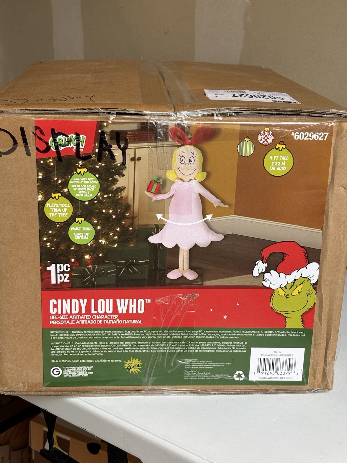 Gemmy 4ft Animated Cindy Lou Who Christmas Dr. Seuss Musical Animatronic Grinch