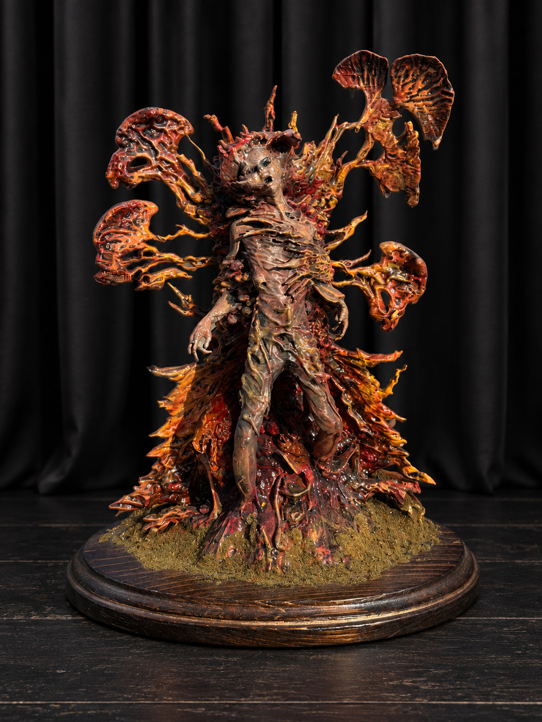 Hand-Painted 3D Printed Mutant Creature Sculpture, Dark Fantasy Gothic Display