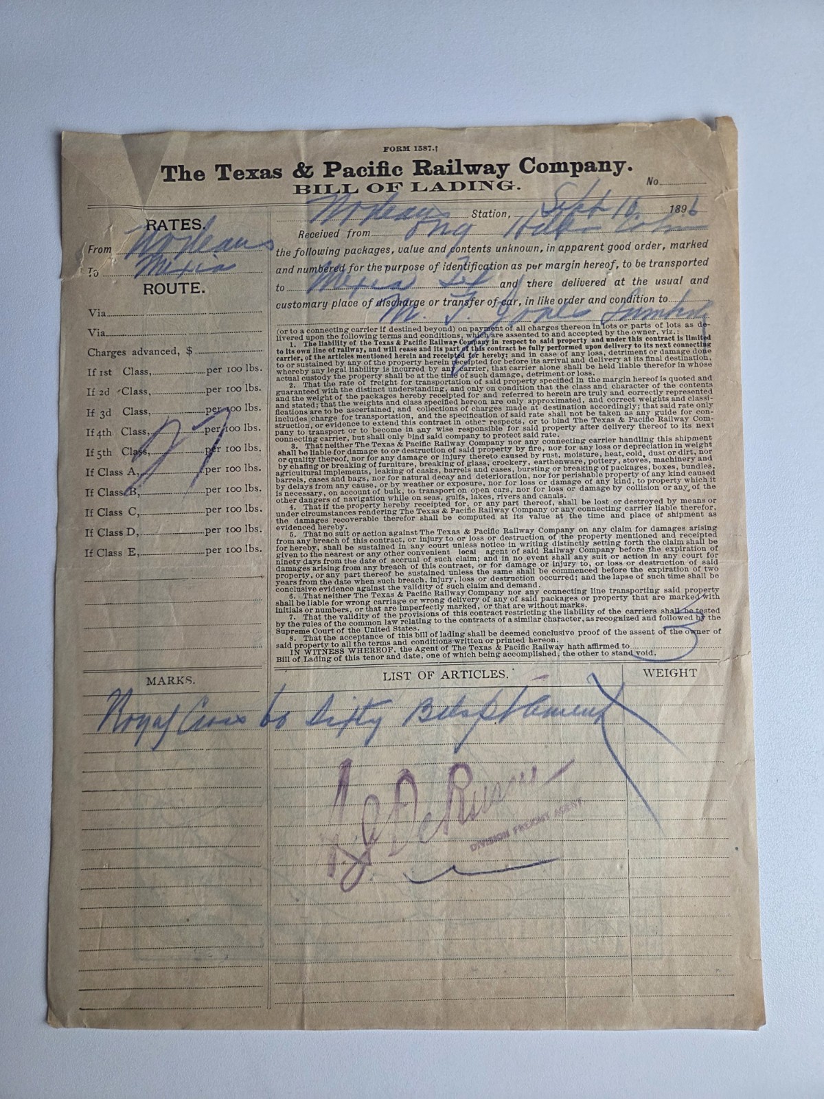 1899 Angelina County Lumber Company Keltys Texas Billhead Logging Train Sawmill