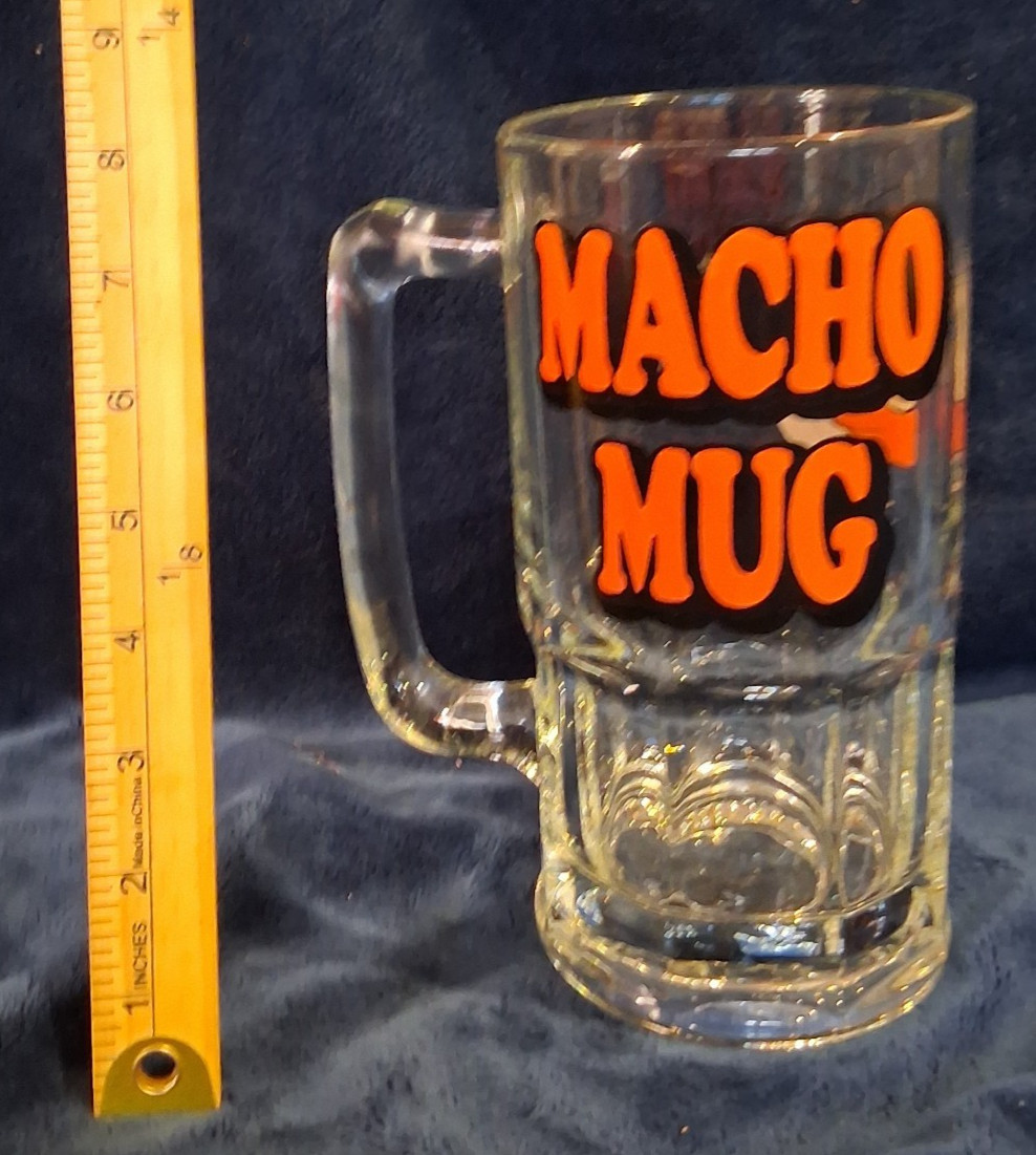Vintage 1979 Ziggy MACHO MUG Heavy Glass Beer Stein 32 oz Tom Wilson 2.94lb