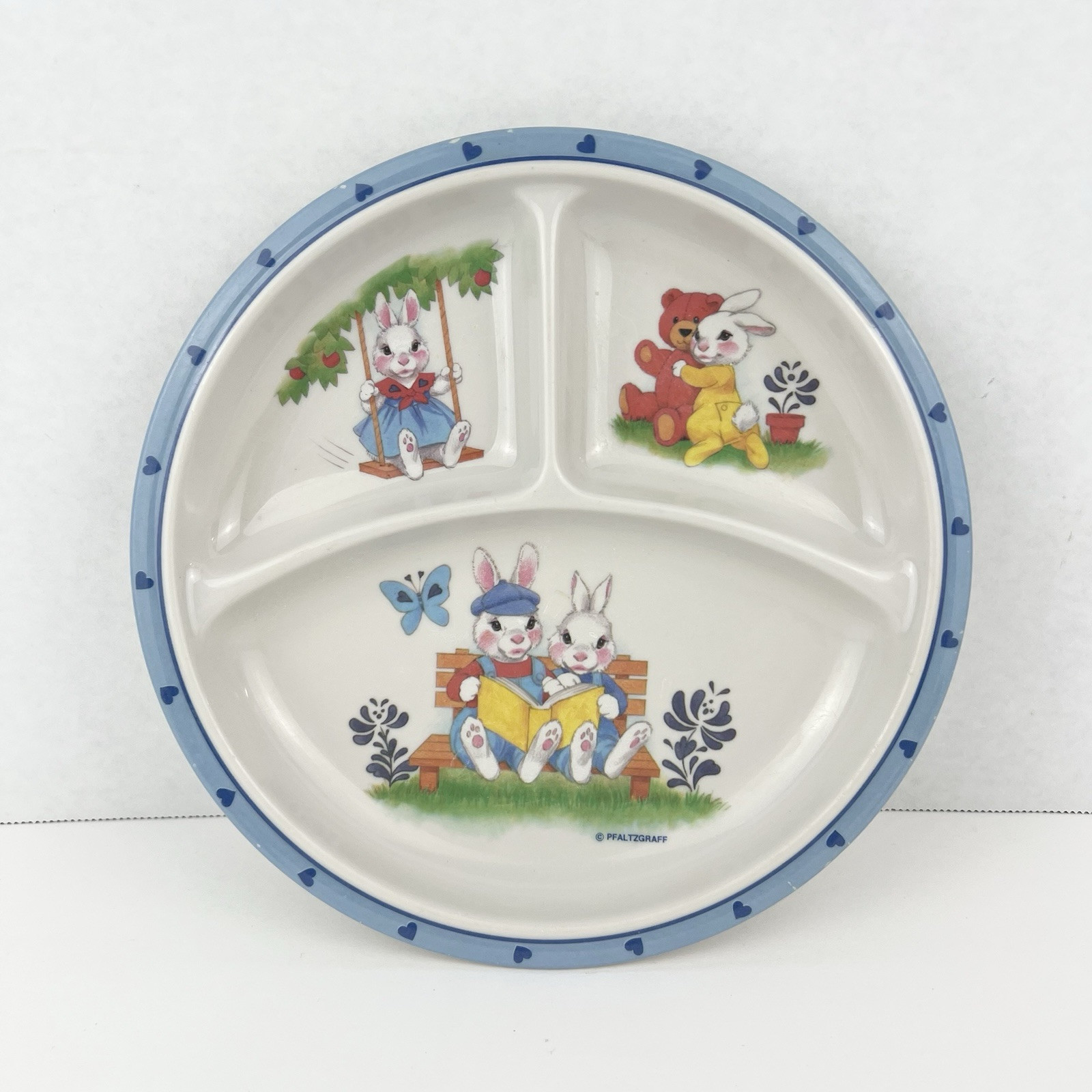 Selandia Pfaltzgraff Divided Plate Bunny Rabbits Kids Toddler 1990s