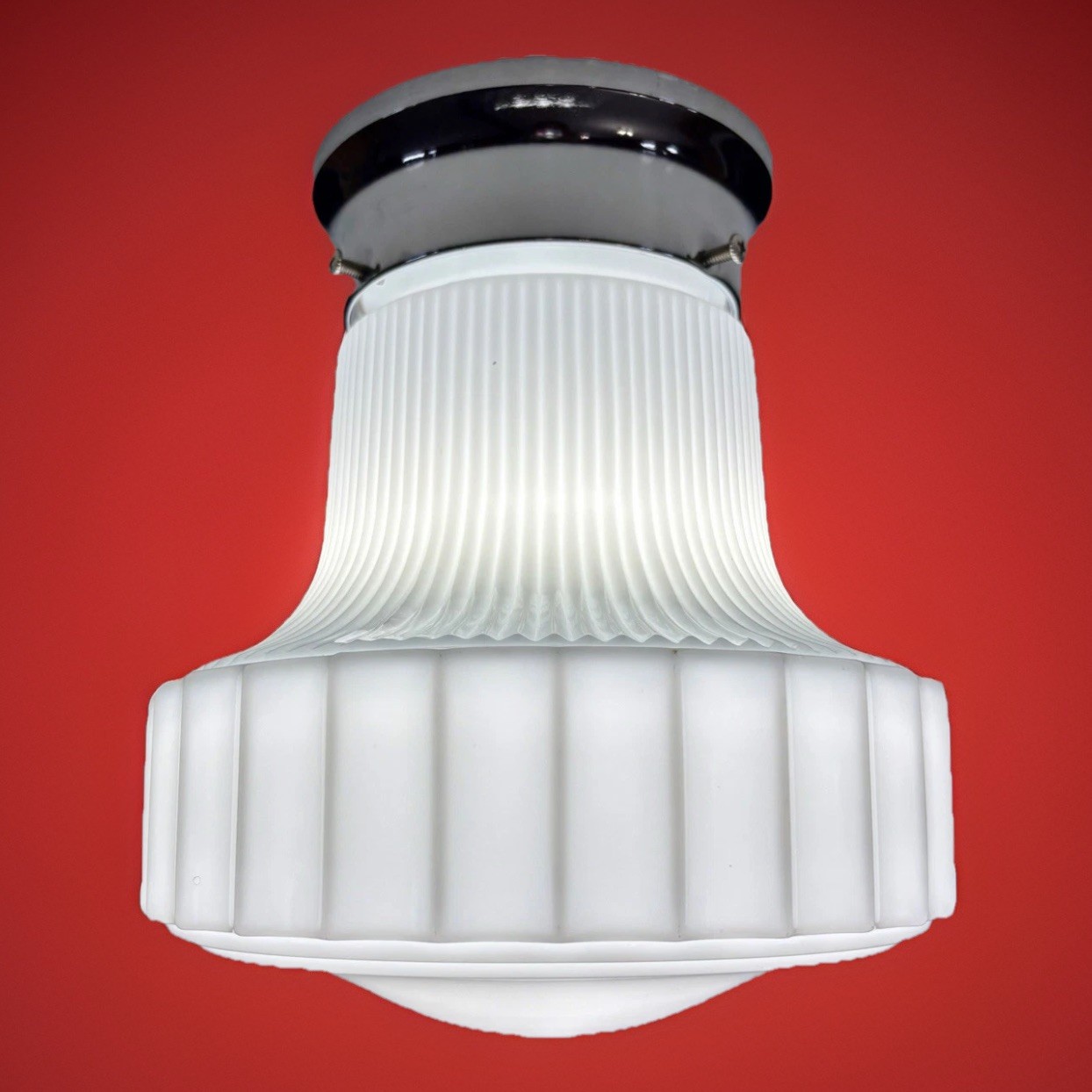 Antique/Vintage  1920’s-1930's Art Deco Nouveau White Milk Glass Light Fixture