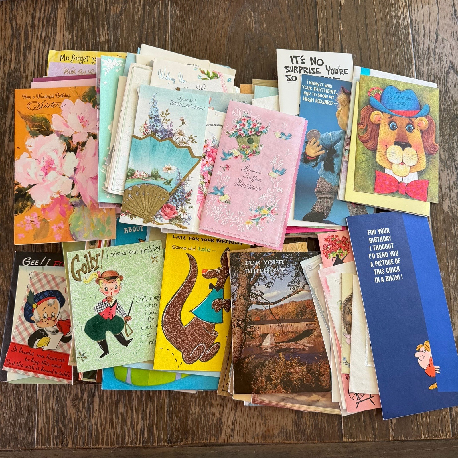 140+ Lot Used VTG Birthday Greeting Cards 1940s-1970s Scrapbooking Art Ephemera