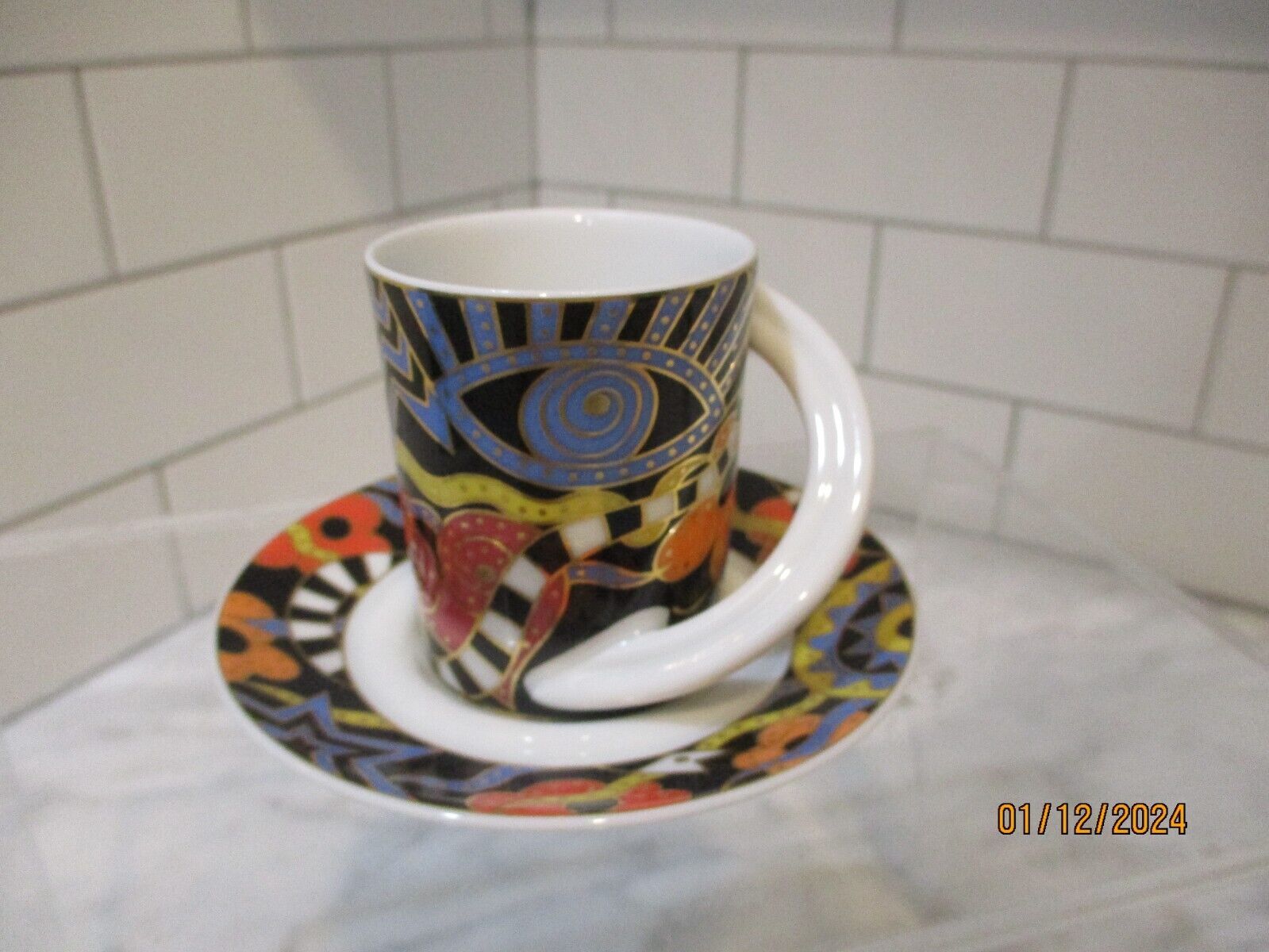 Vintage Rosenthal Studio Line Espresso Cup and Saucer Nr 22 Signed Yang 1990s