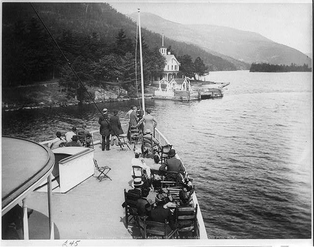 Photo:Lake George NY French Point Boat Landing Tourists Mountains c1889
