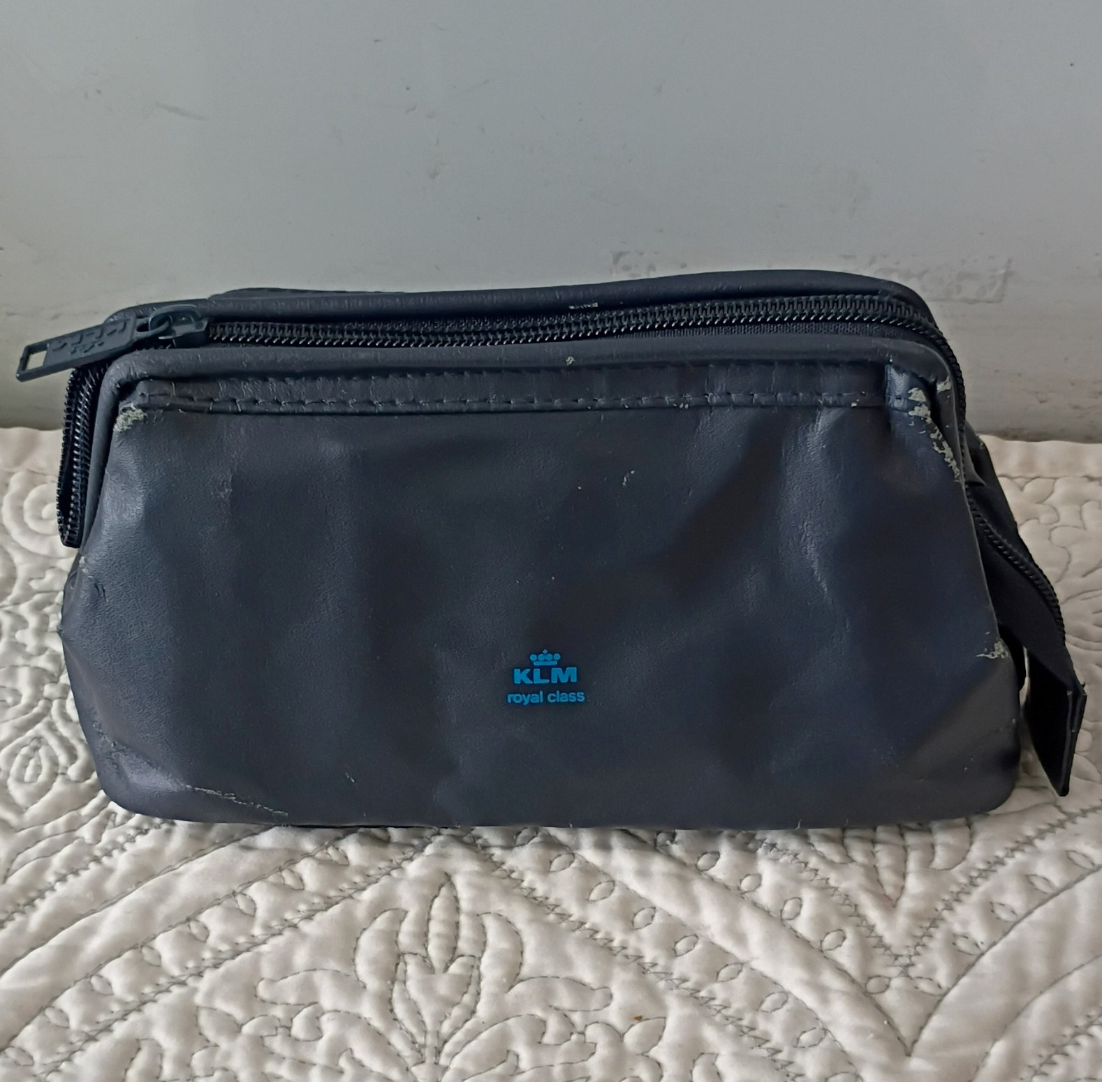 Vintage KLM Royal Class Blue Zip Toiletry Bag Travel Pouch Ted Lapidus in bag Vintage KLM Royal Class Blue Zip Toiletry Bag Travel Pouch Ted Lapidus in bag