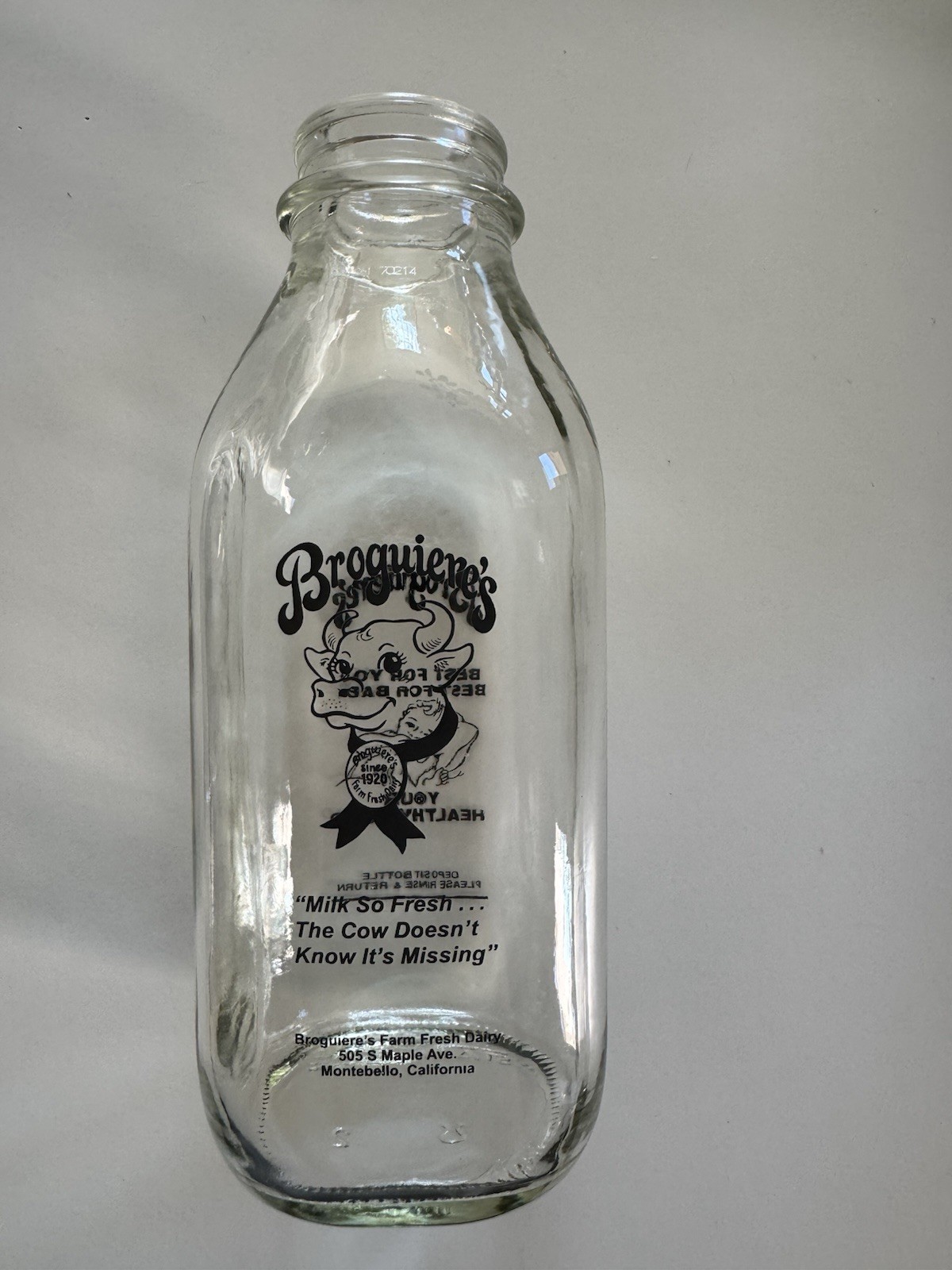 Broguiere\'s Dairy Glass Milk Bottle Best For You Best For Baby