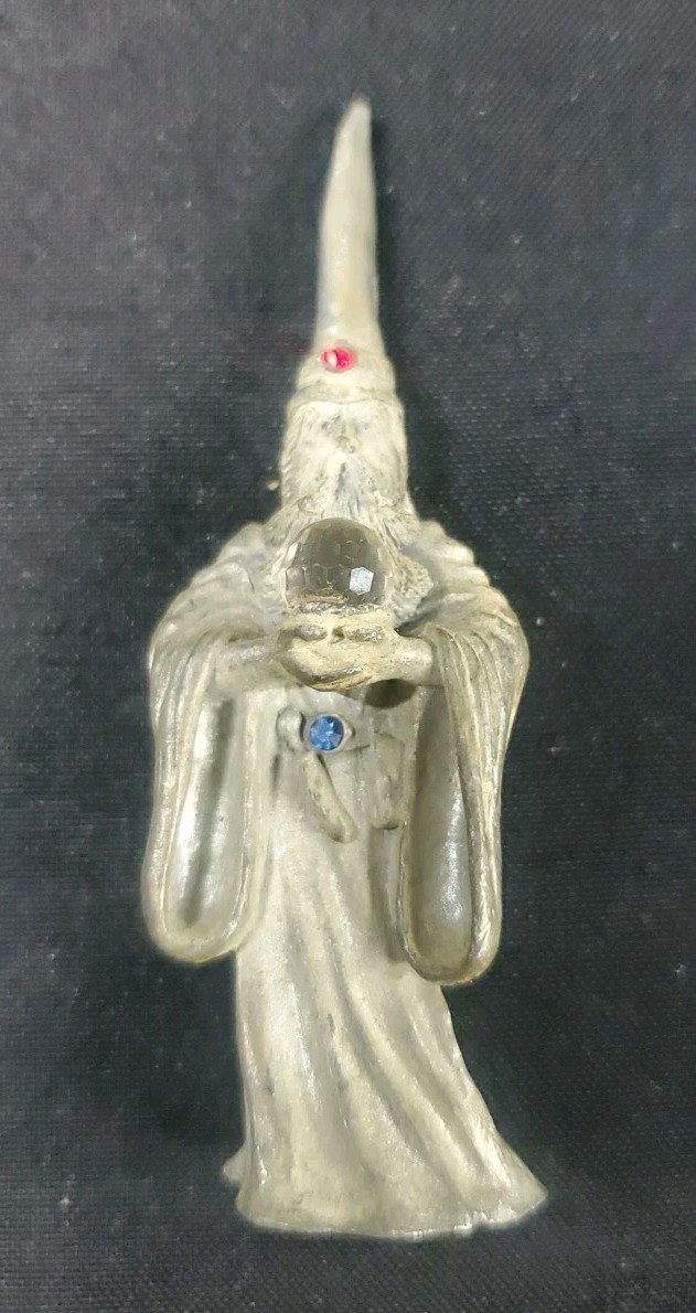 Spoontiques Pewter Wizard Figurine Rare w/ Crystal Ball & Accents Vintage 3.25 Spoontiques Pewter Wizard Figurine Rare w/ Crystal Ball & Accents Vintage 3.25