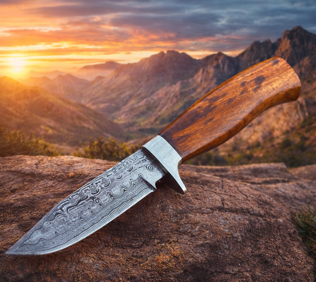 Crown Handmade Steel Fixed Blade Knife Custom knife with Rose Handle and Sheath