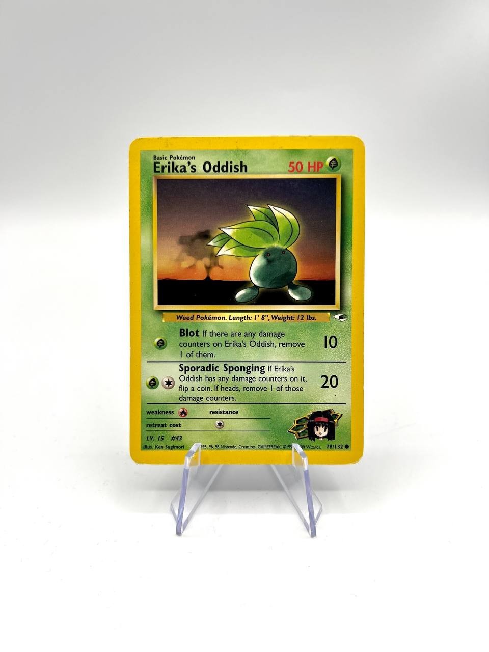 Pokemon Card Erika\'s Oddish 78/132 Gym Heroes Set English Vintage Good no holo