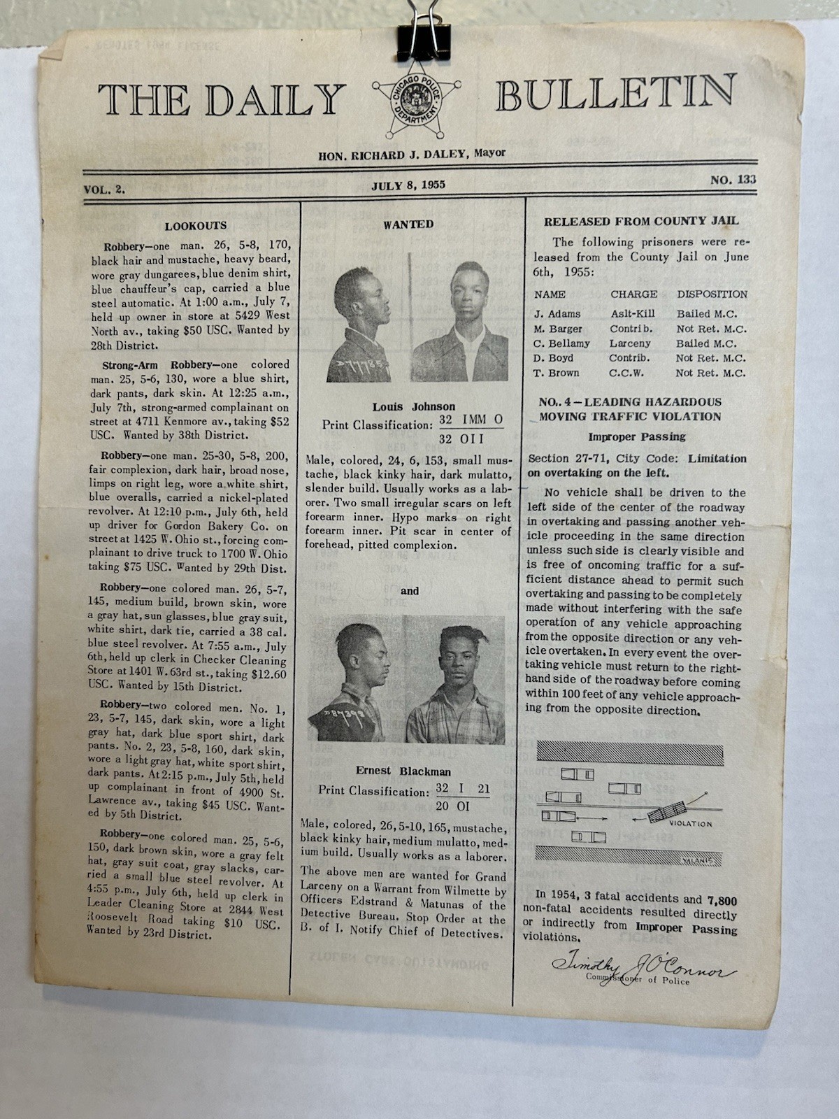 Chicago Police Daily Bulletin July 8, 1955 Chicago Police Daily Bulletin July 8, 1955